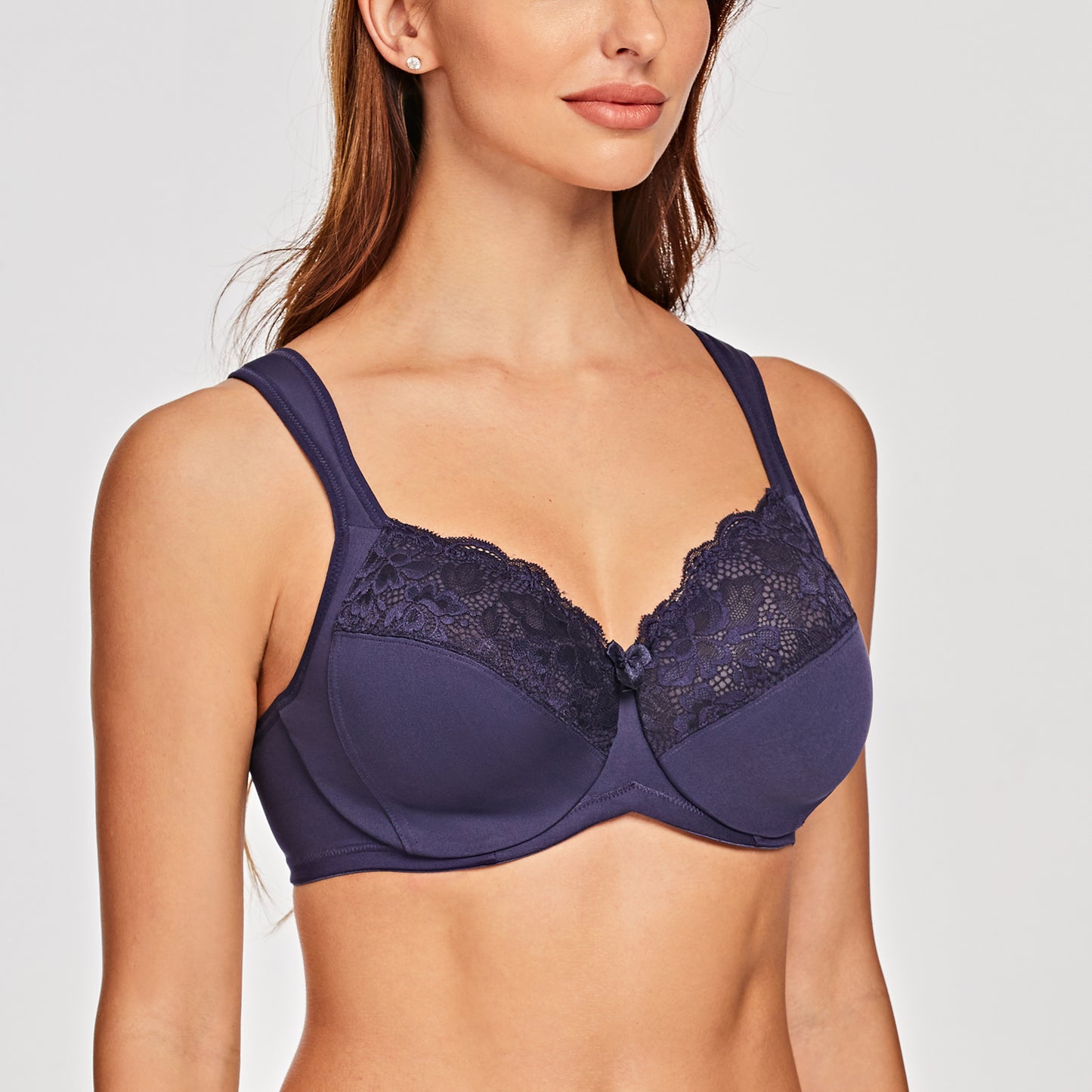 MELENECA Non Padded Underwire Minimizer Lace Bra