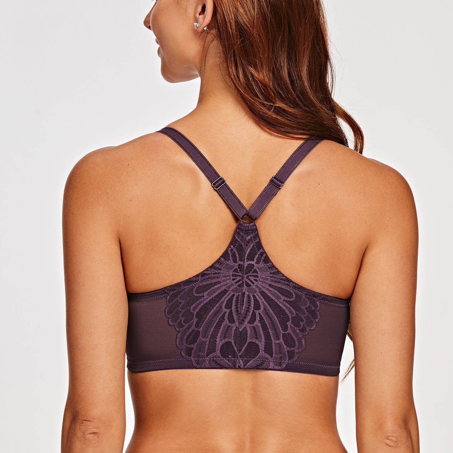 MELENECA Racerback Front Closure Unlined Underwire Bra