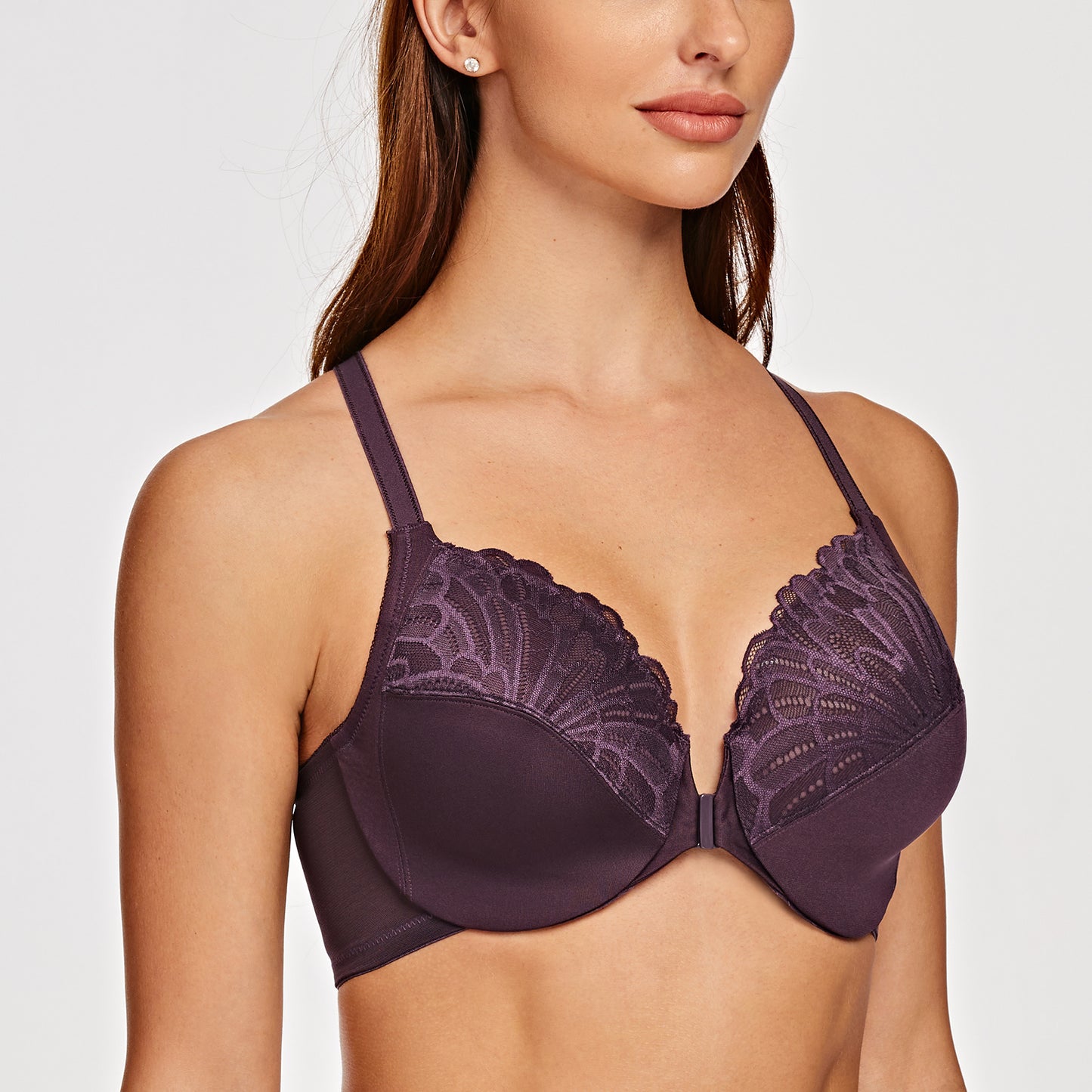 MELENECA Racerback Front Closure Unlined Underwire Bra