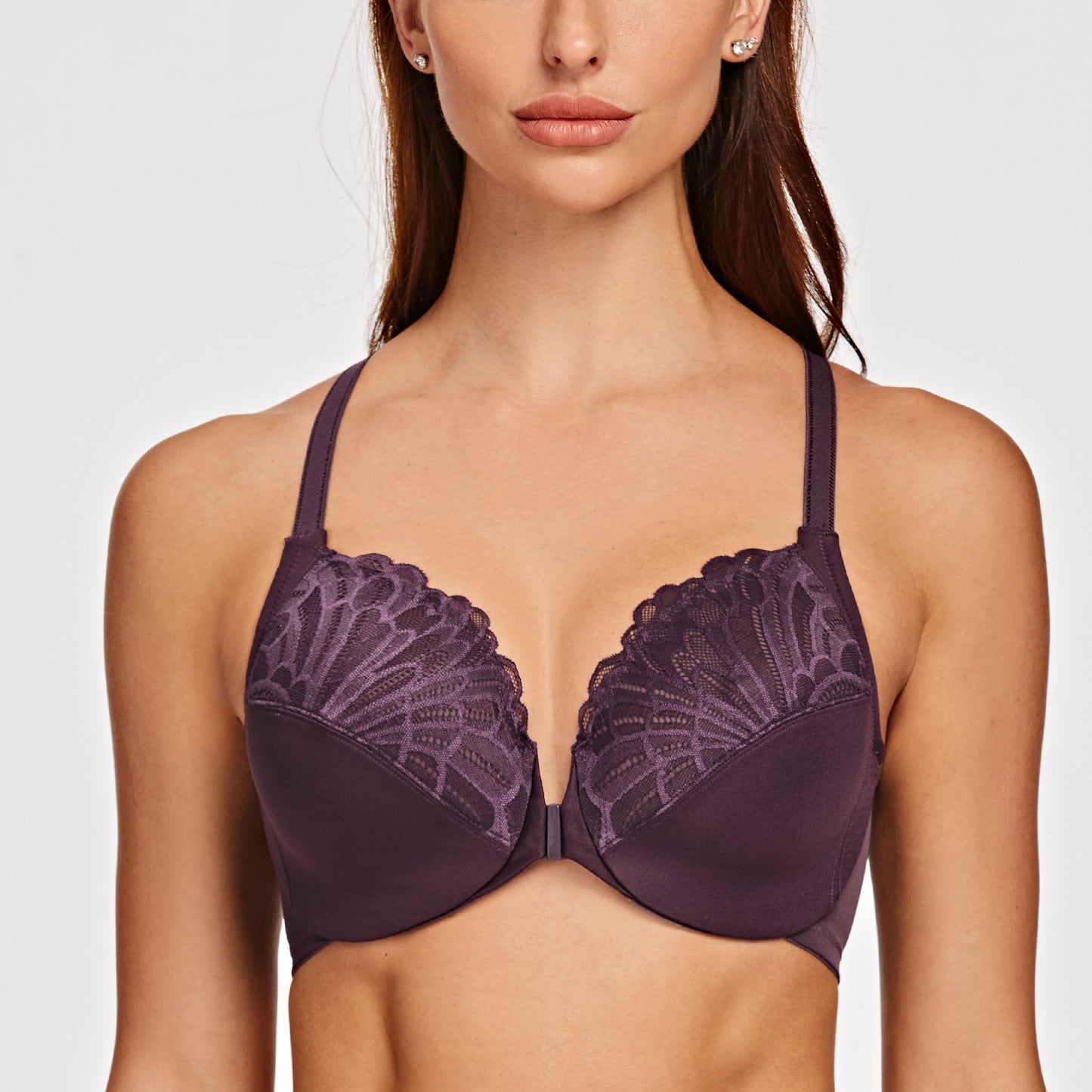 MELENECA Racerback Front Closure Unlined Underwire Bra