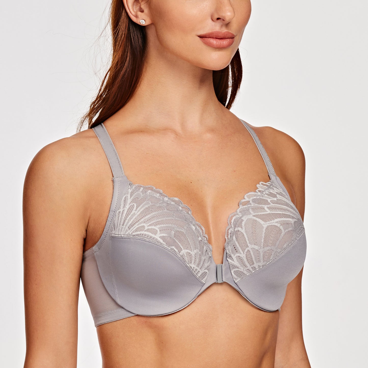 MELENECA Racerback Front Closure Unlined Underwire Bra