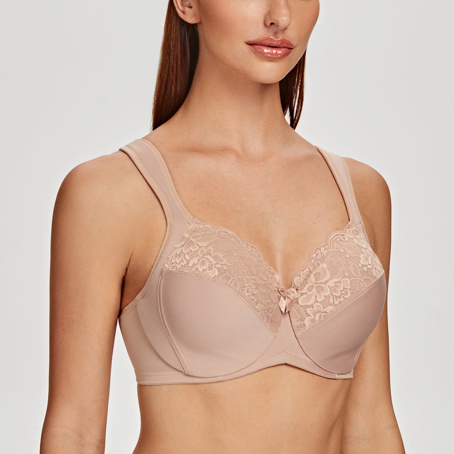 MELENECA Non Padded Underwire Minimizer Lace Bra