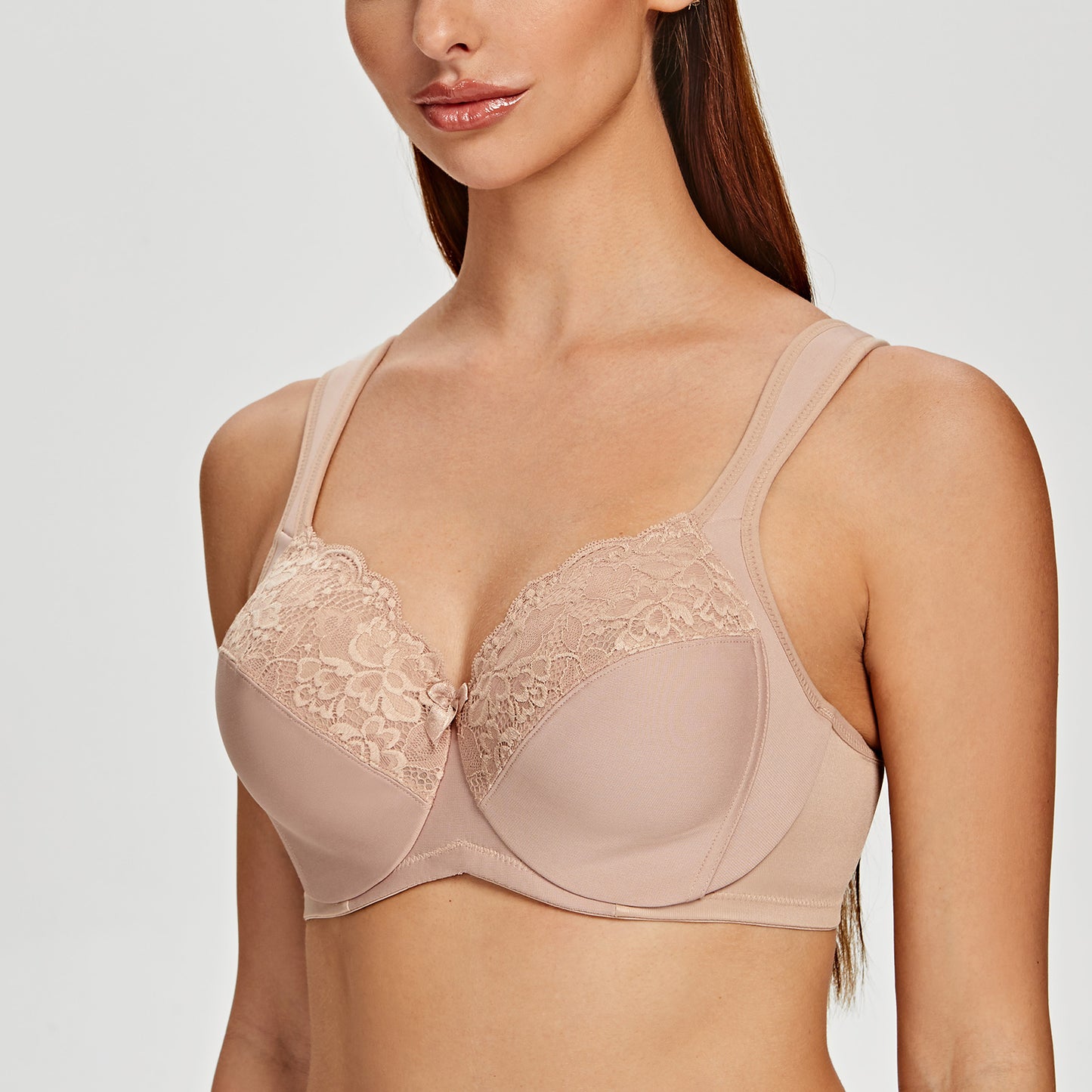 MELENECA Non Padded Underwire Minimizer Lace Bra