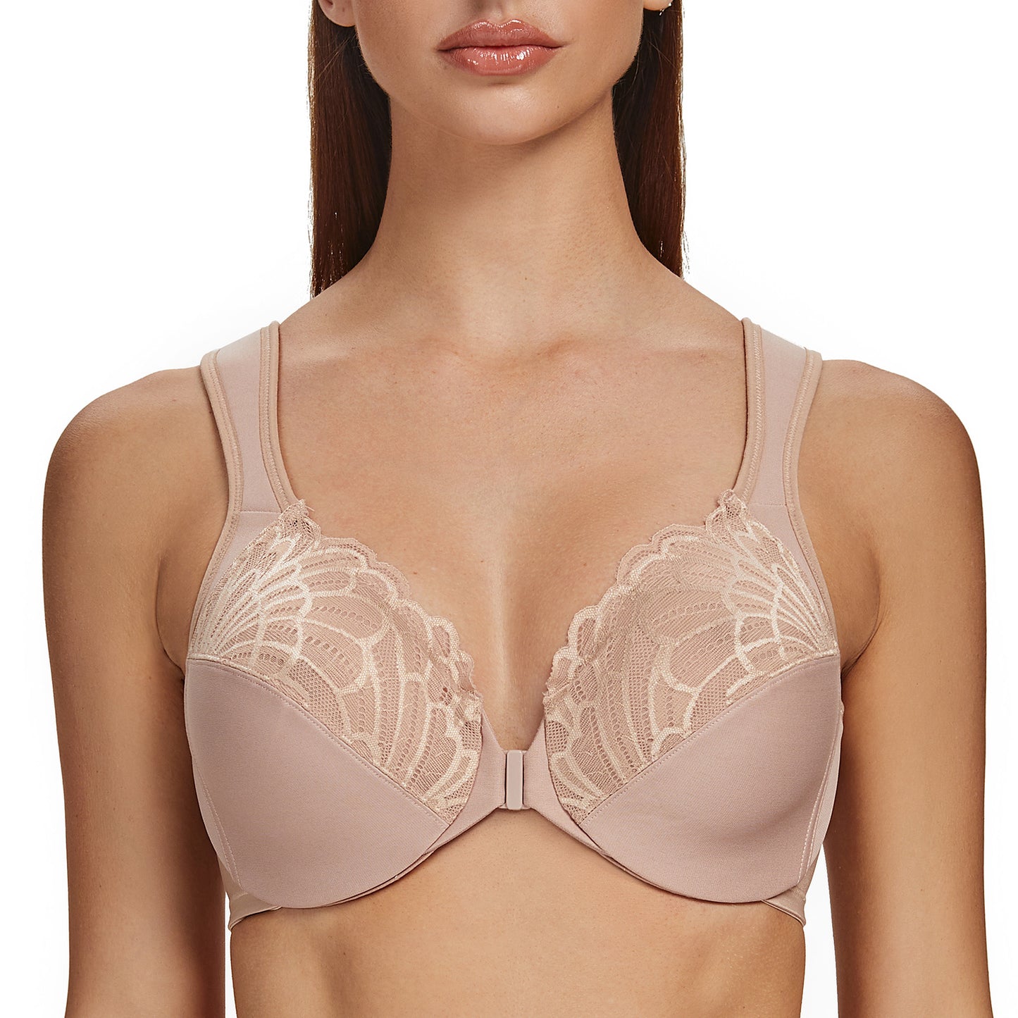 MELENECA Front Closure Underwire Unlined Lace Cup Bras