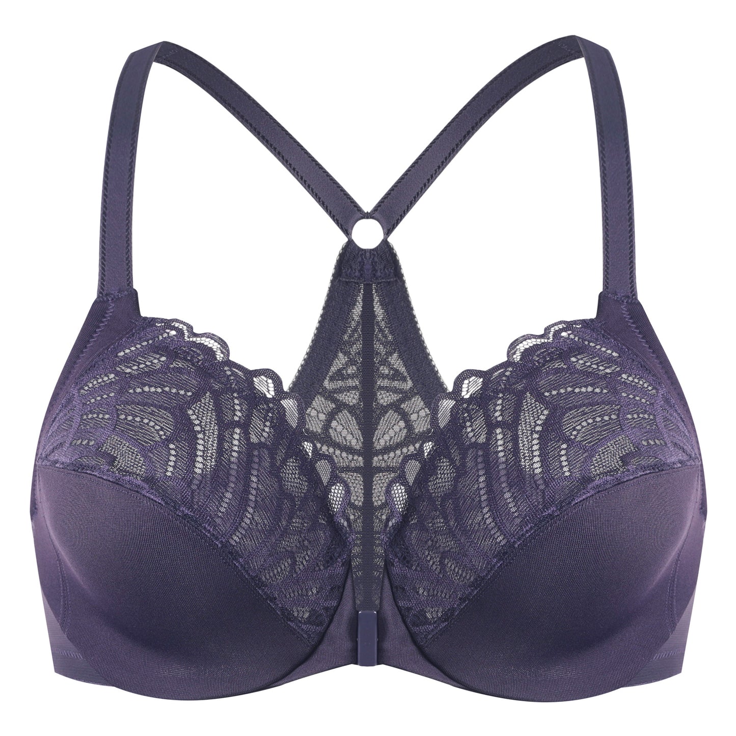 MELENECA Racerback Front Closure Unlined Underwire Bra
