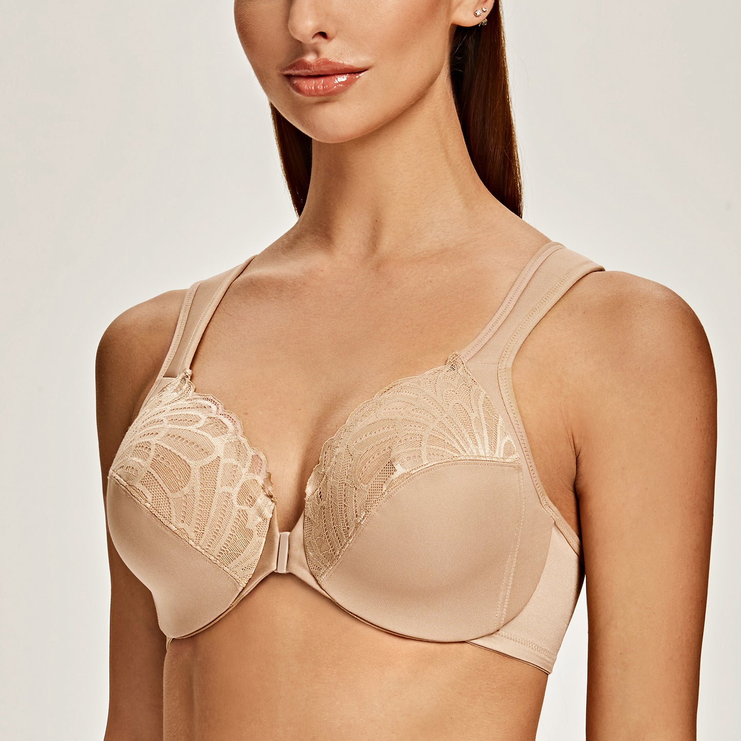 MELENECA Front Closure Underwire Unlined Lace Cup Bras