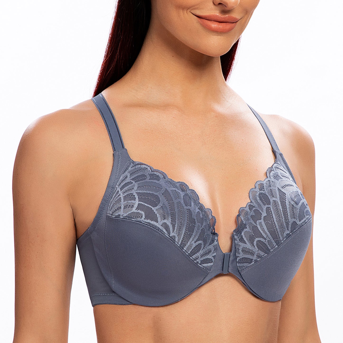 MELENECA Racerback Front Closure Unlined Underwire Bra