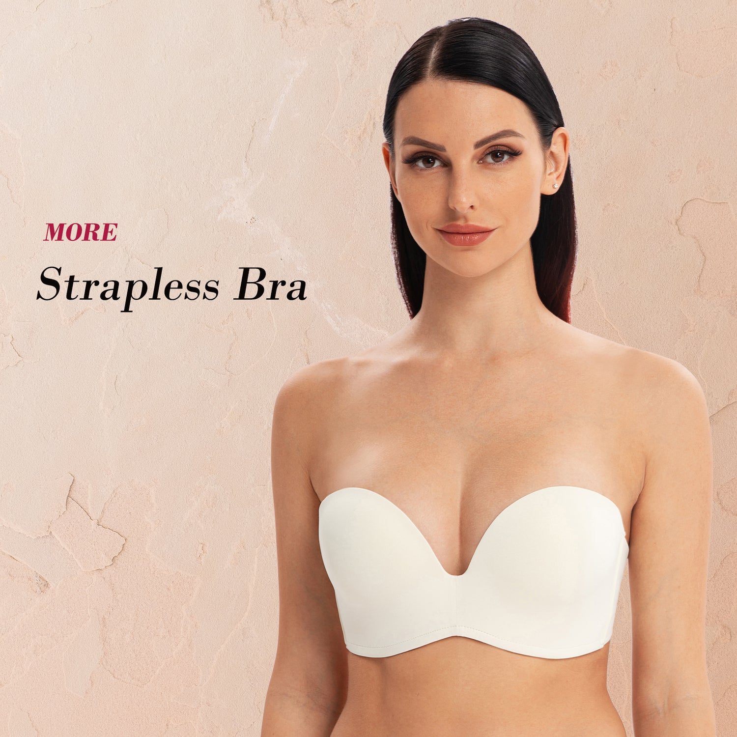 MELENECA Strapless Push Up Bra Heather Gray with Clear Straps US
