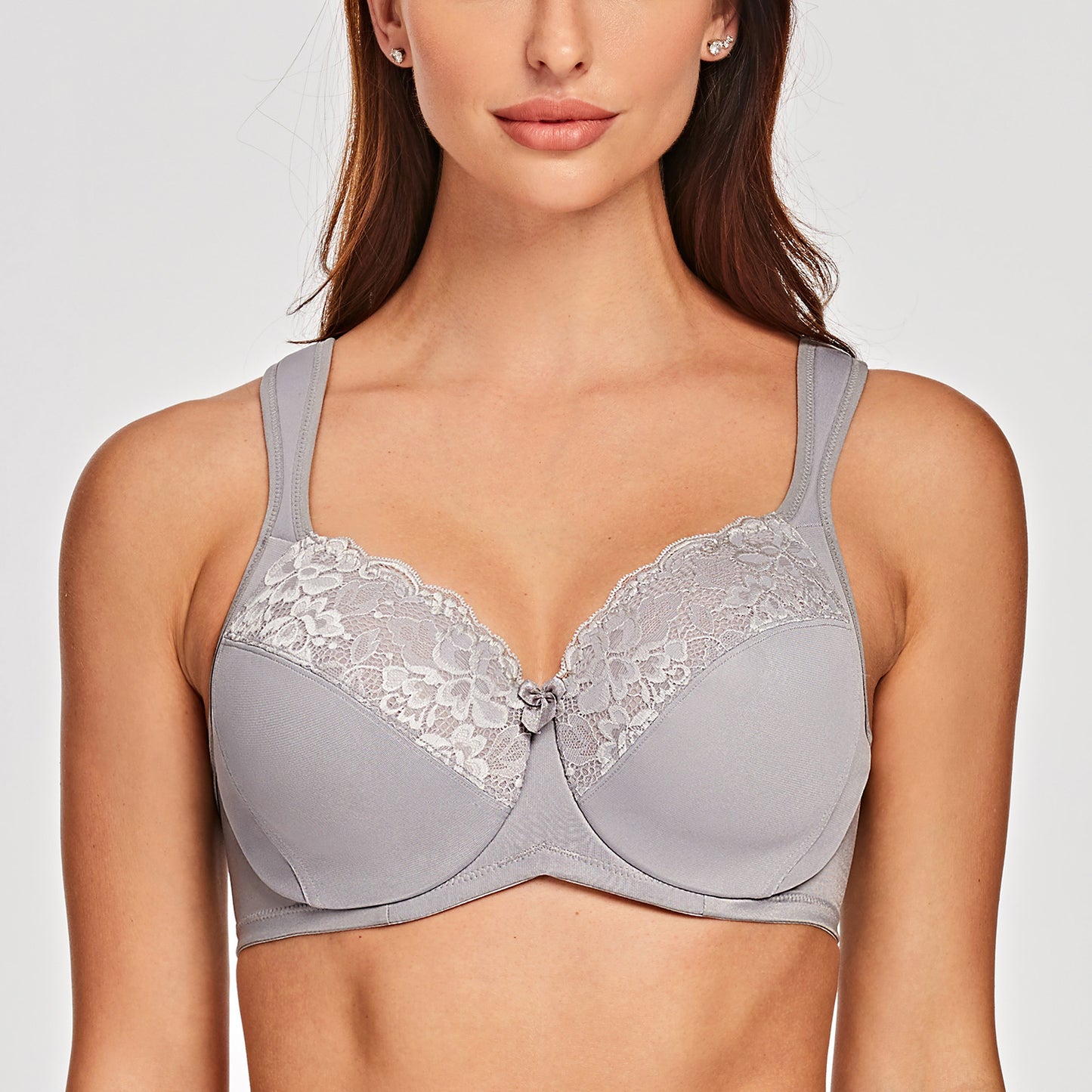 MELENECA Non Padded Underwire Minimizer Lace Bra