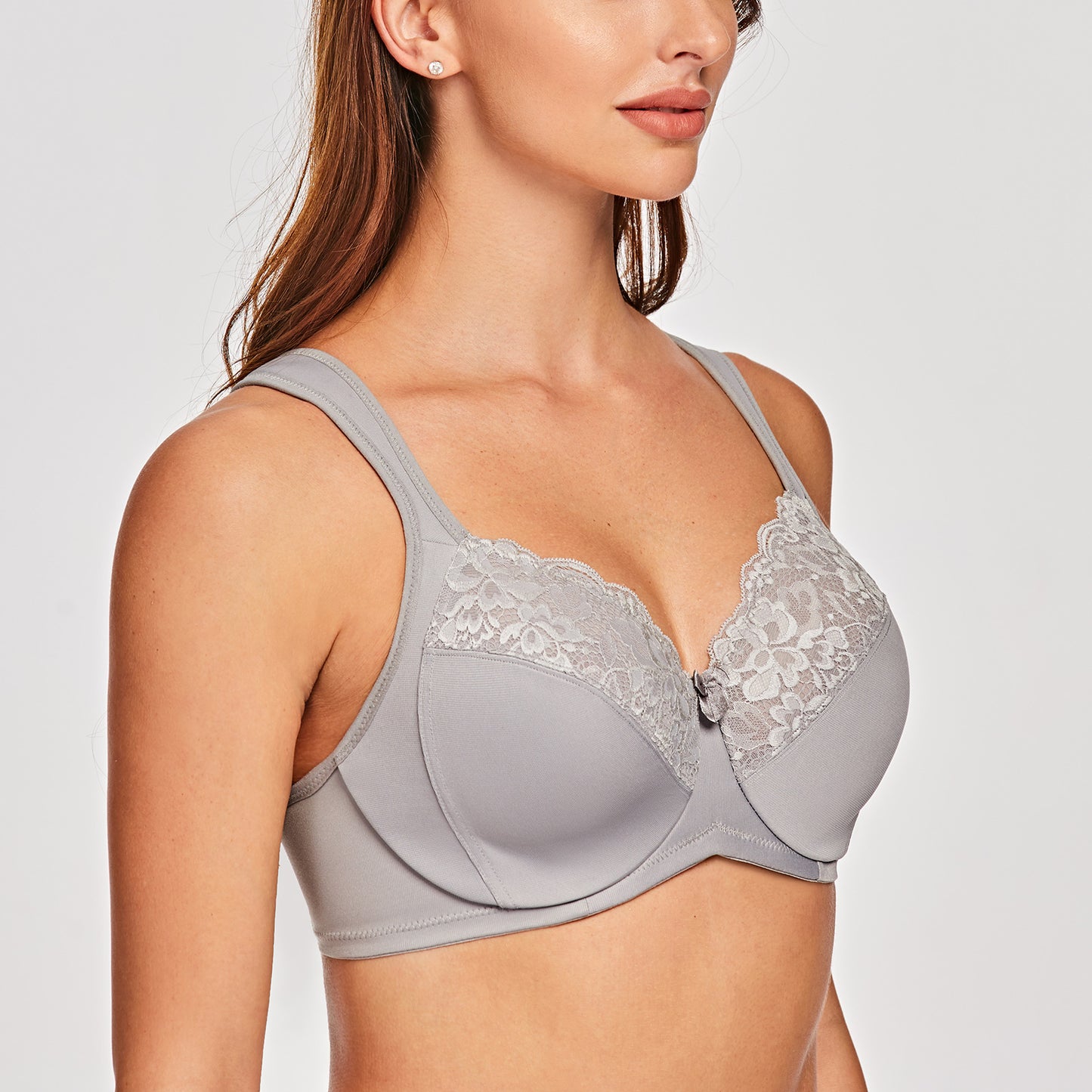 MELENECA Non Padded Underwire Minimizer Lace Bra