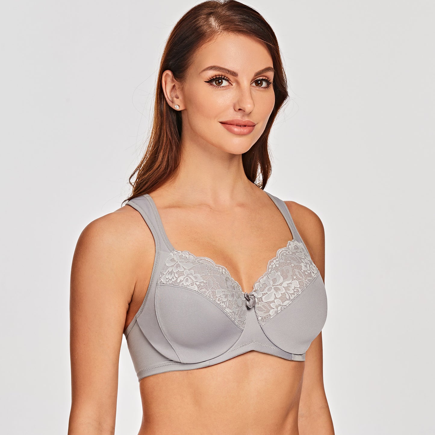 MELENECA Non Padded Underwire Minimizer Lace Bra
