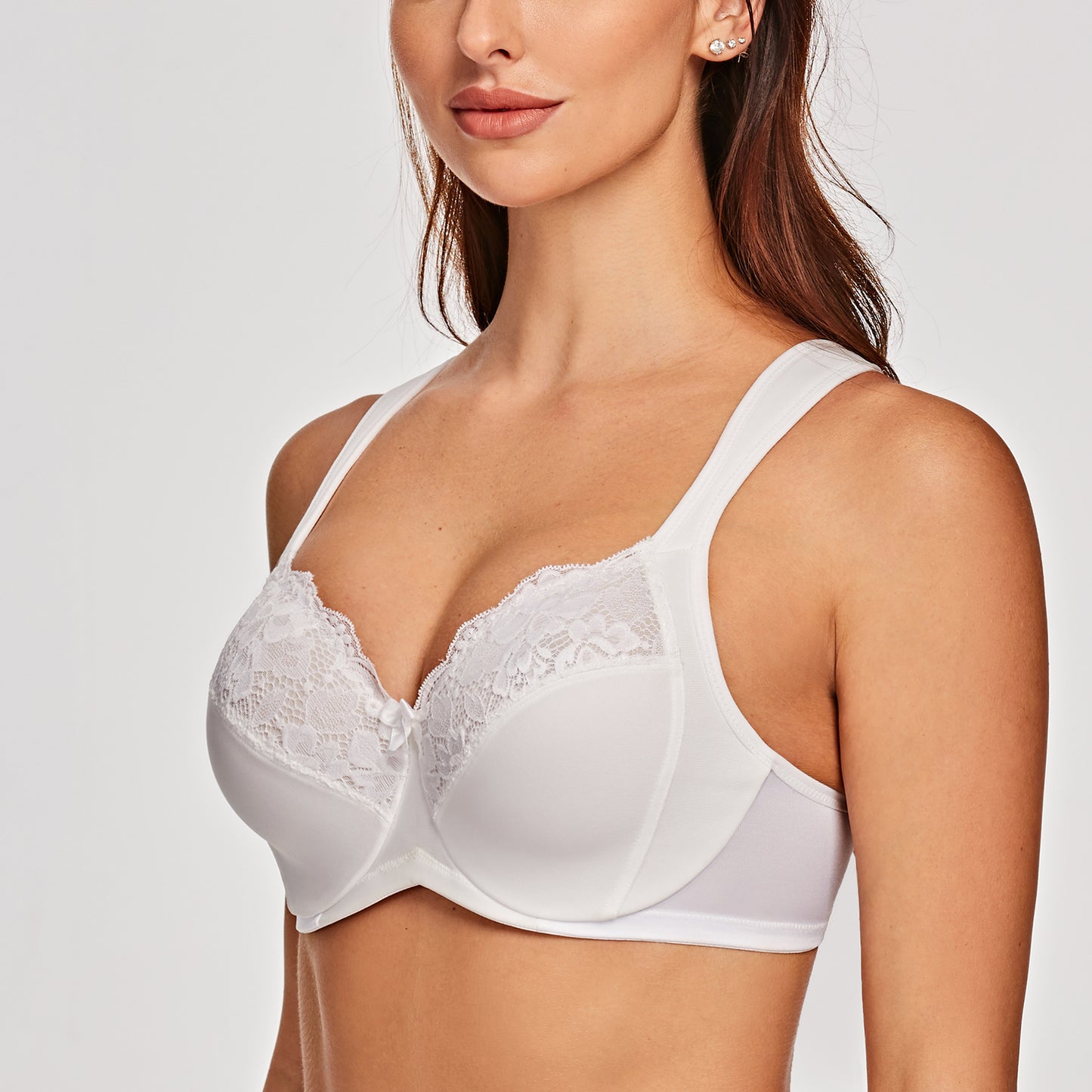MELENECA Non Padded Underwire Minimizer Lace Bra