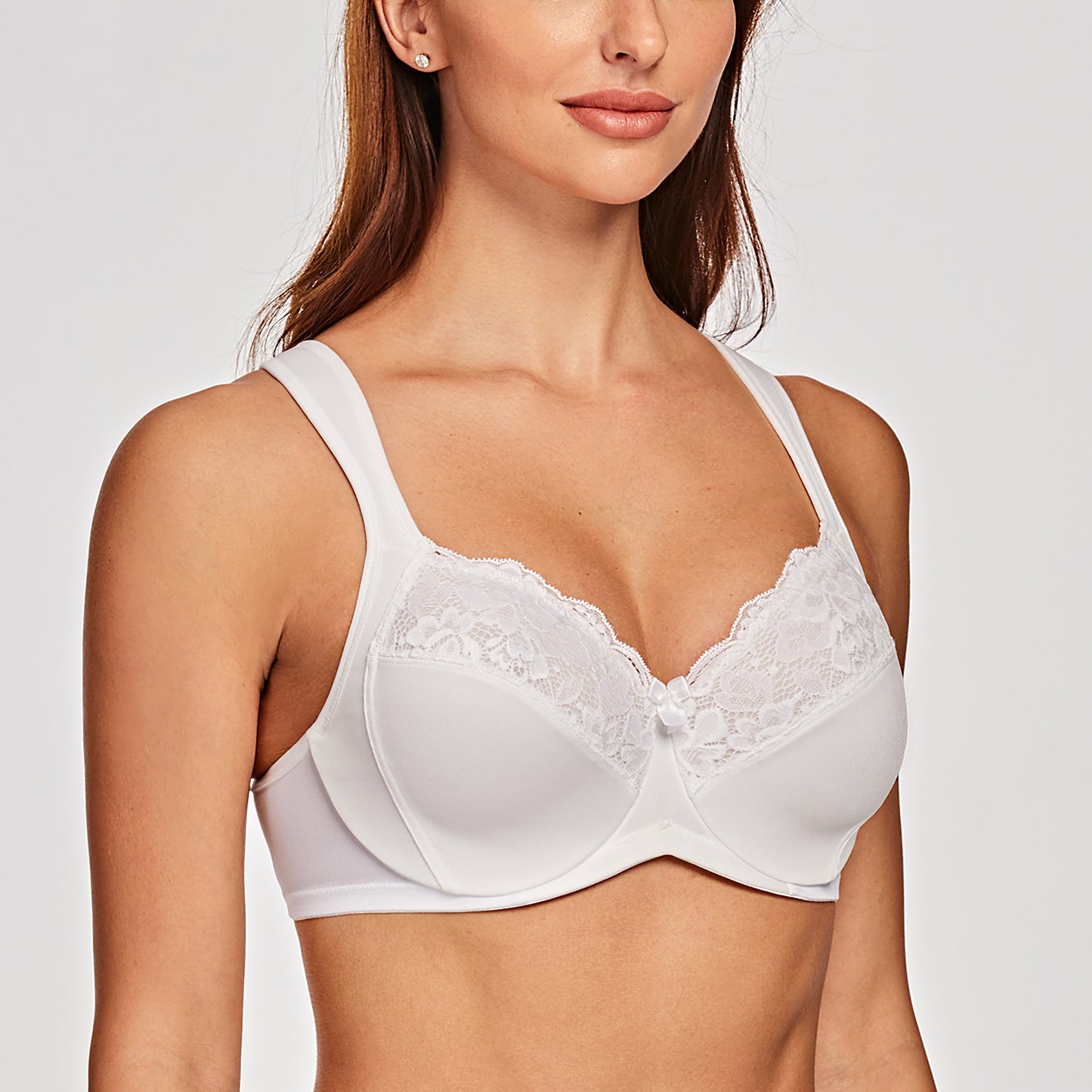 MELENECA Non Padded Underwire Minimizer Lace Bra