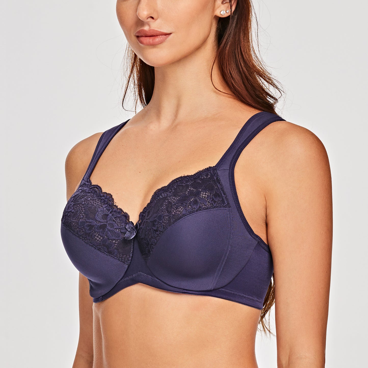MELENECA Non Padded Underwire Minimizer Lace Bra