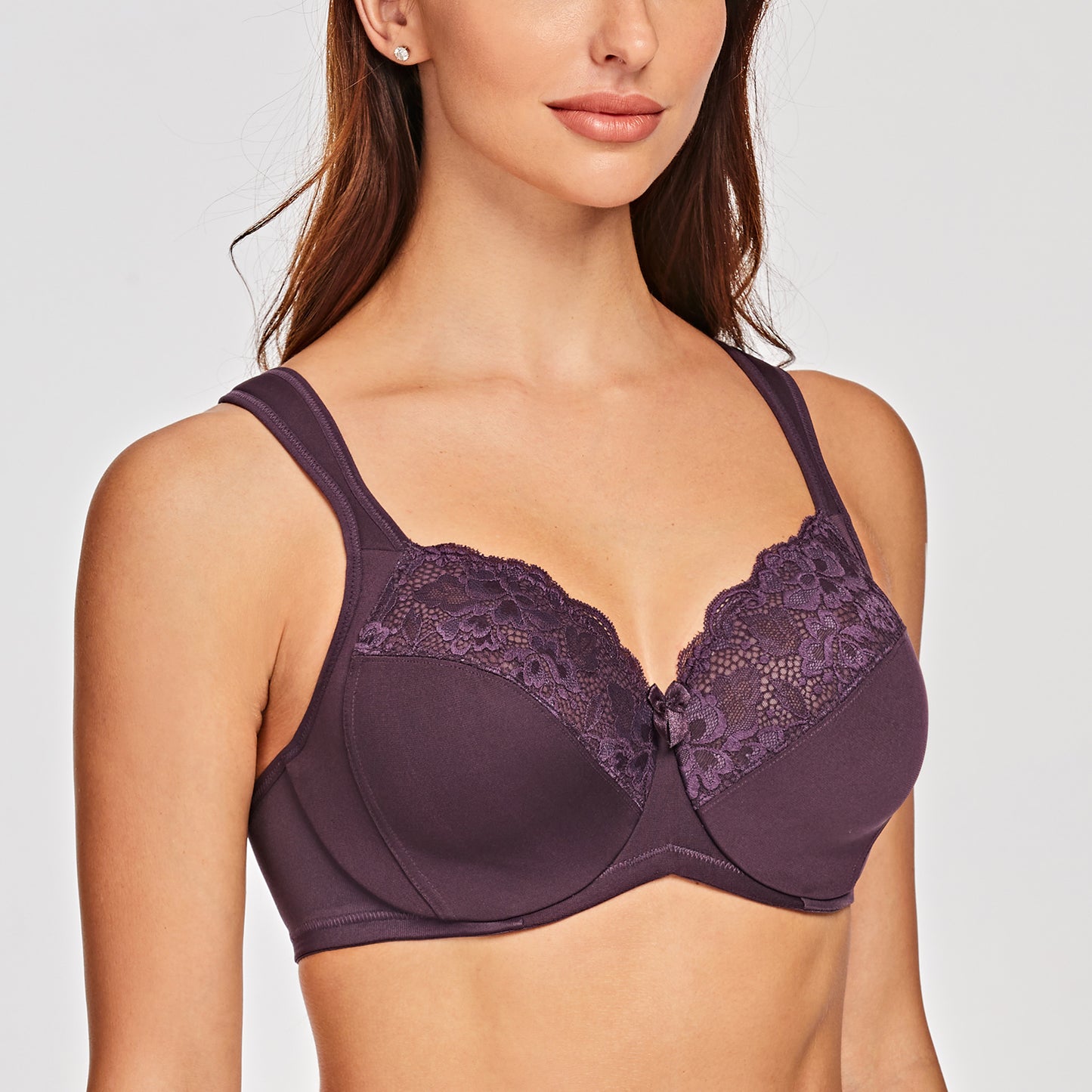 MELENECA Non Padded Underwire Minimizer Lace Bra