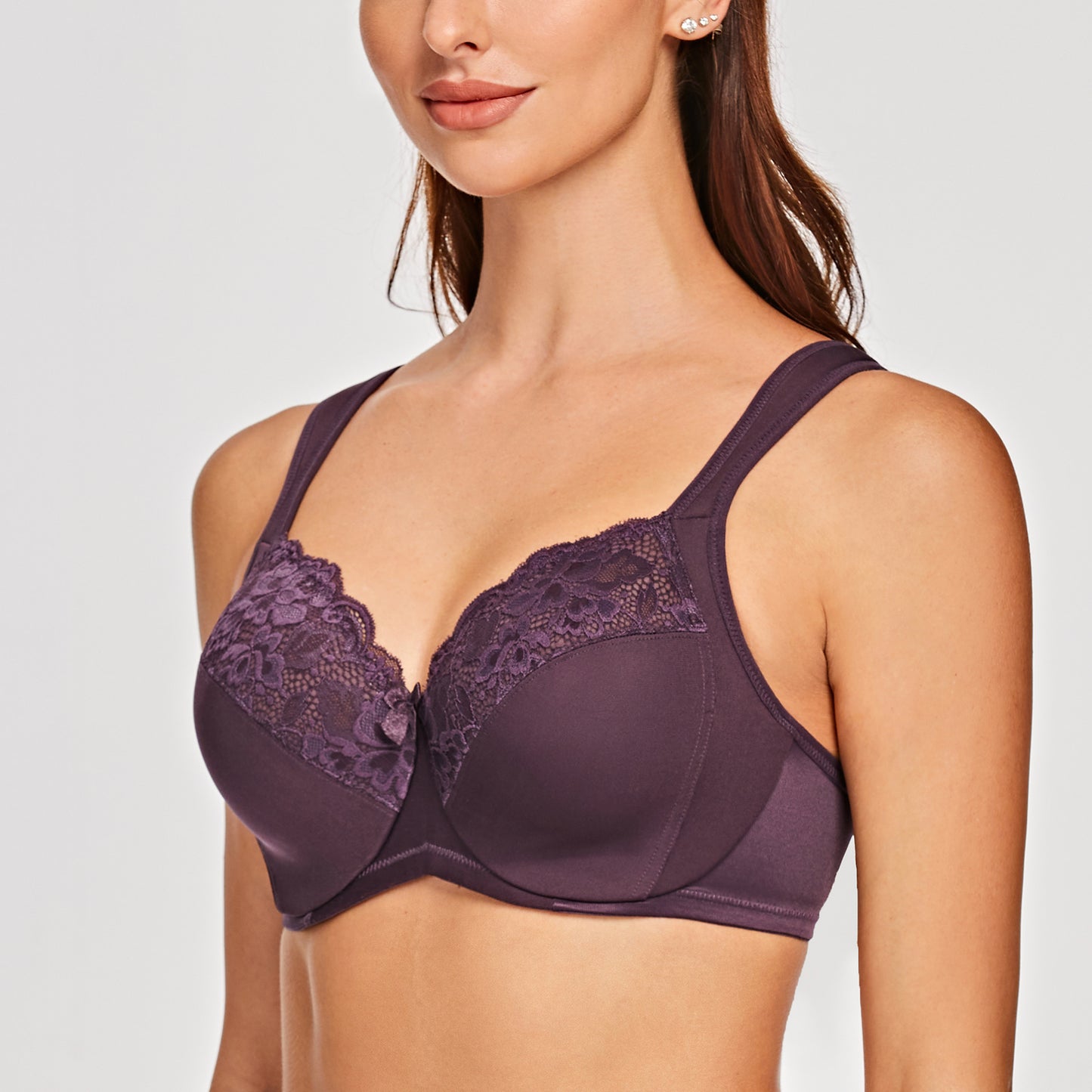 MELENECA Non Padded Underwire Minimizer Lace Bra