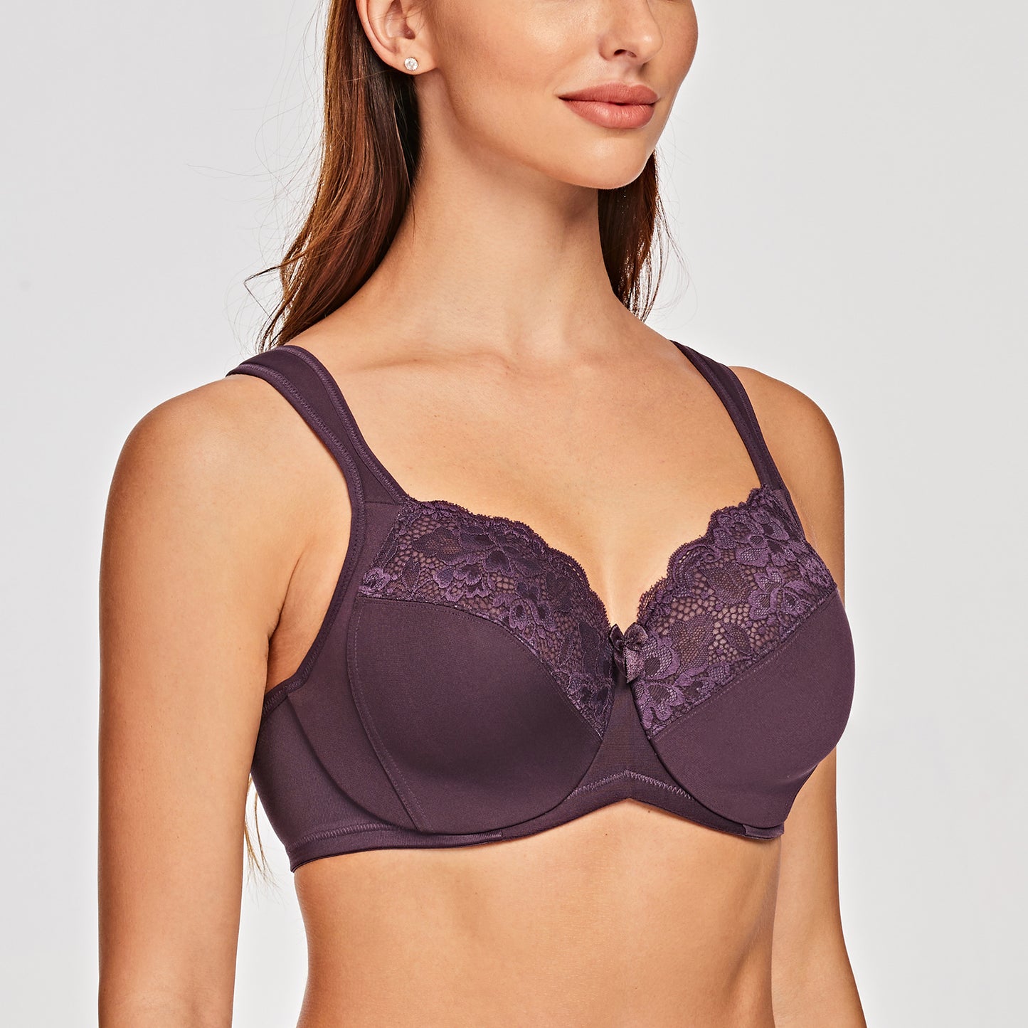 MELENECA Non Padded Underwire Minimizer Lace Bra