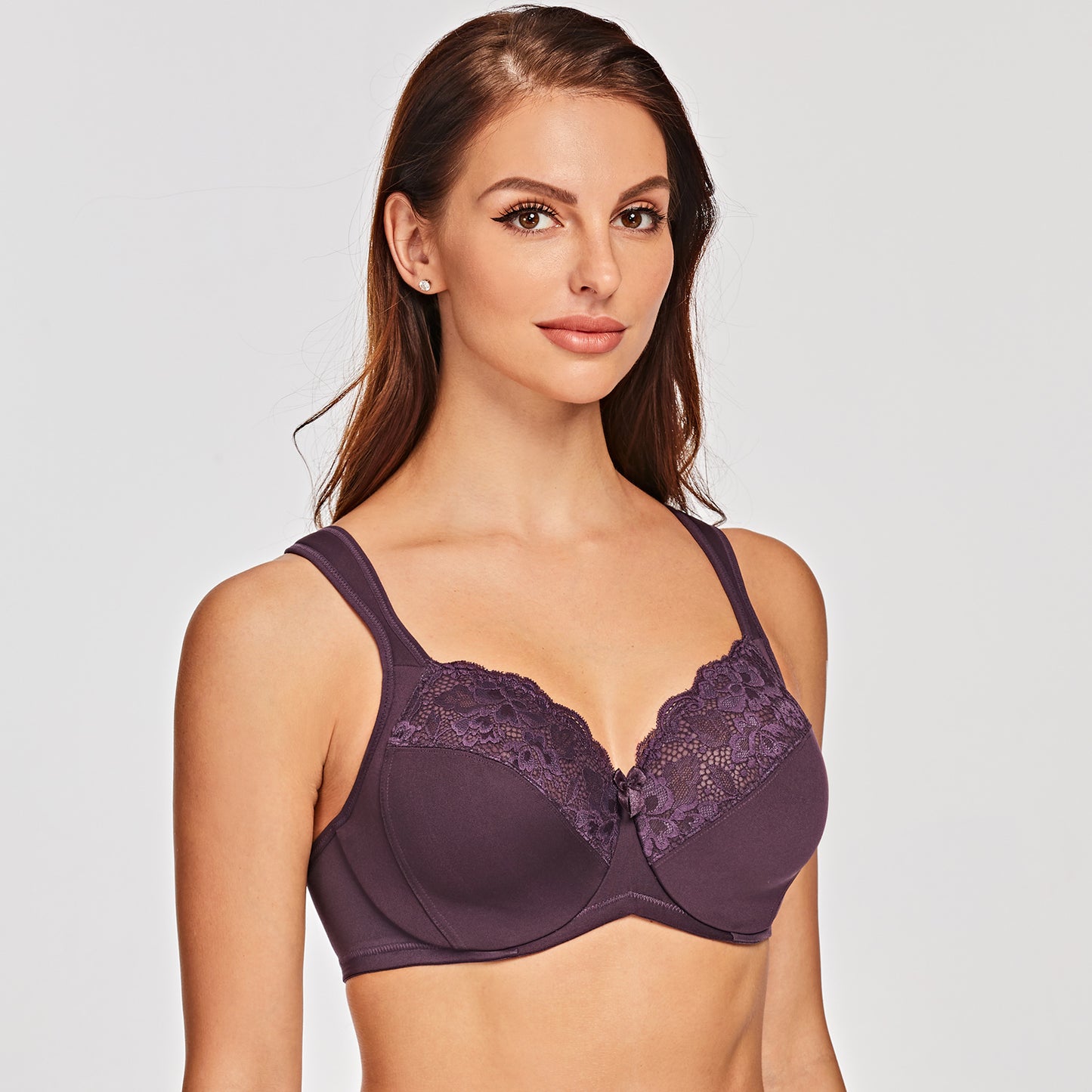MELENECA Non Padded Underwire Minimizer Lace Bra
