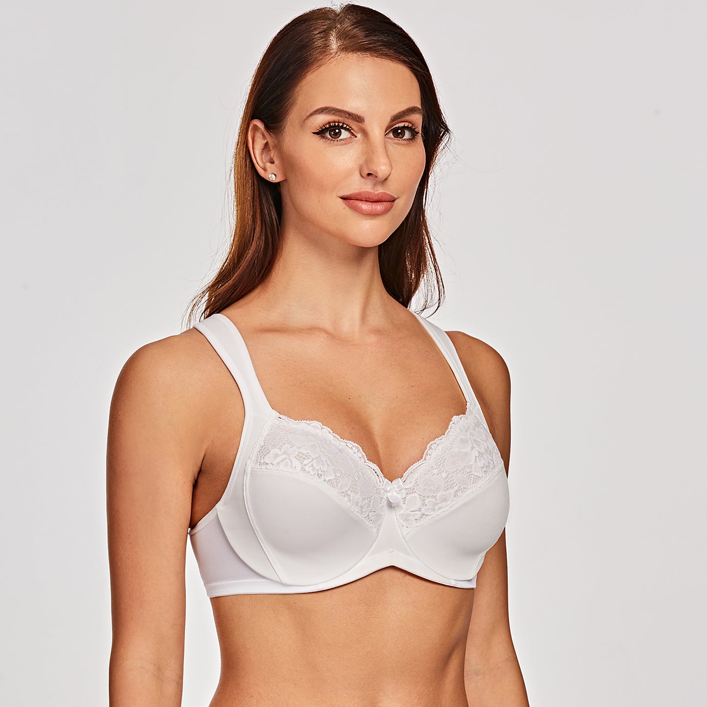 MELENECA Non Padded Underwire Minimizer Lace Bra