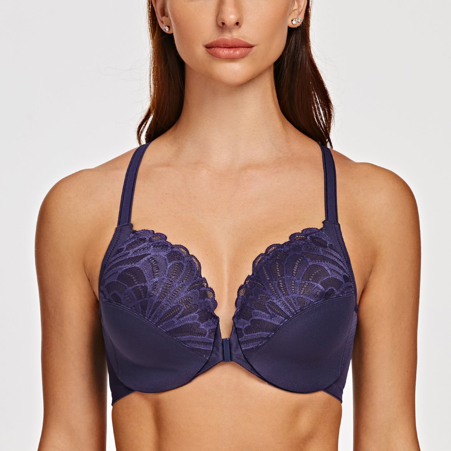 MELENECA Racerback Front Closure Unlined Underwire Bra