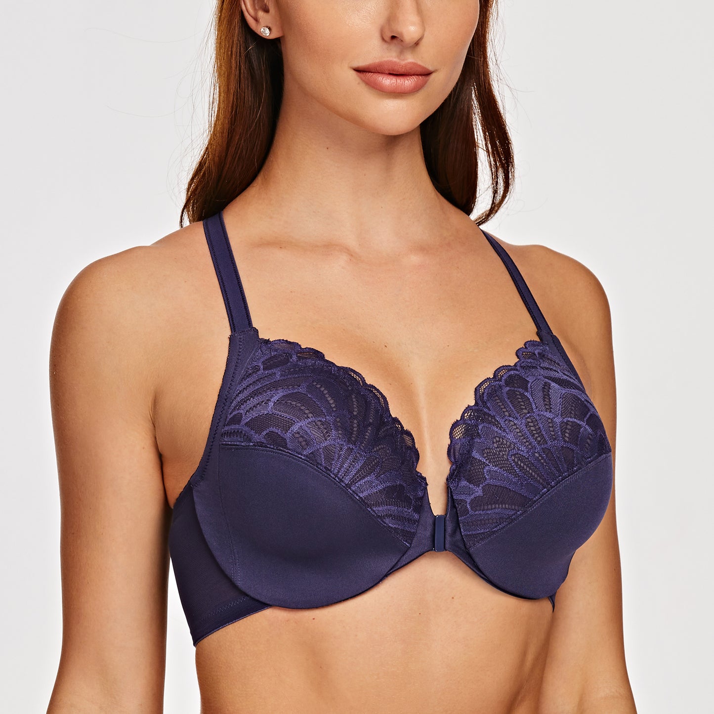 MELENECA Racerback Front Closure Unlined Underwire Bra