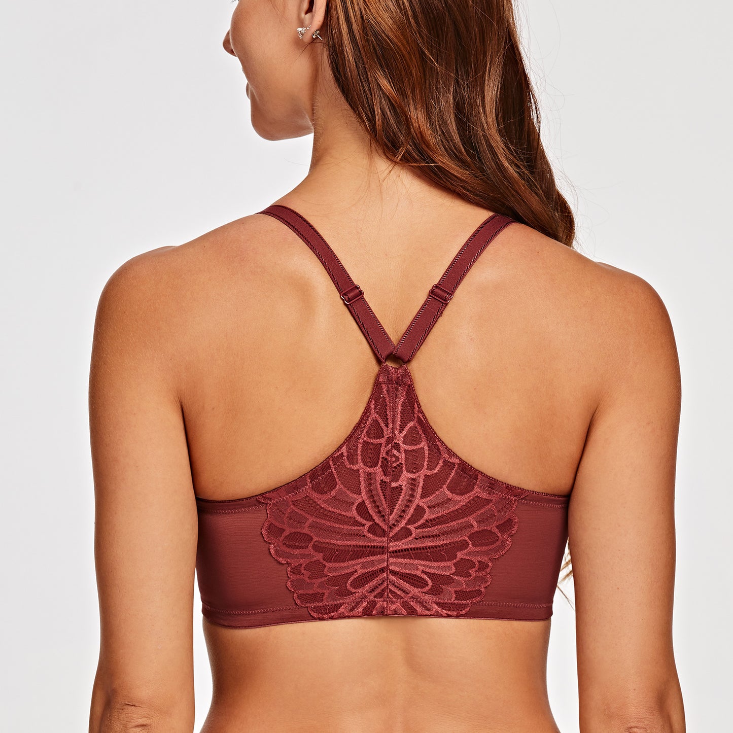MELENECA Racerback Front Closure Unlined Underwire Bra