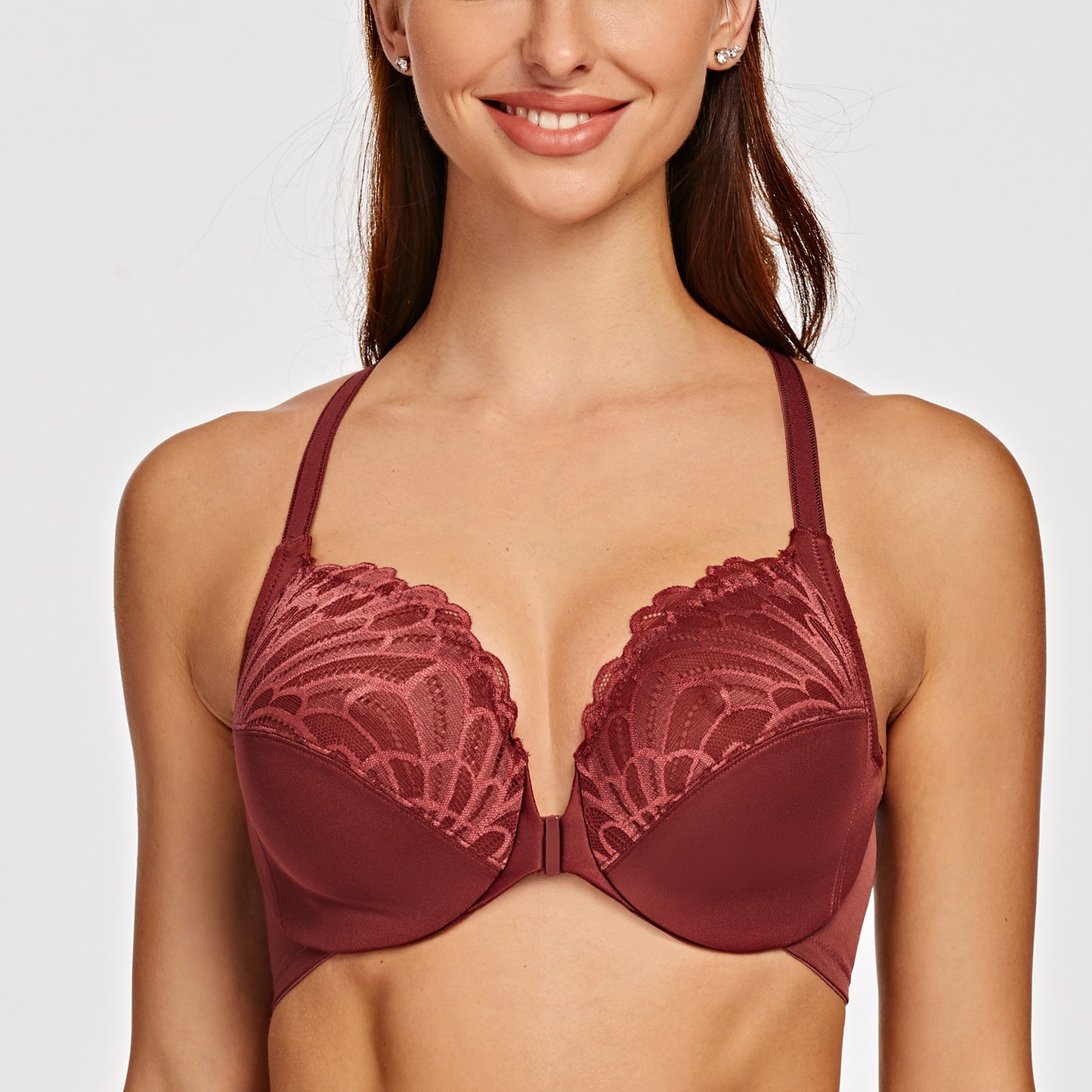MELENECA Racerback Front Closure Unlined Underwire Bra