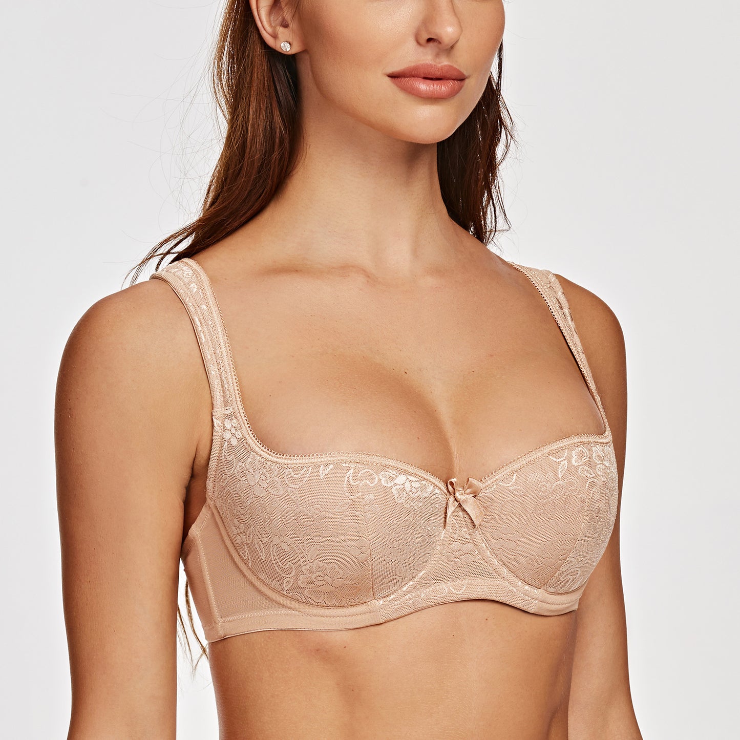 MELENECA Underwire Sexy Lace Balconette Bra with Padded Strap