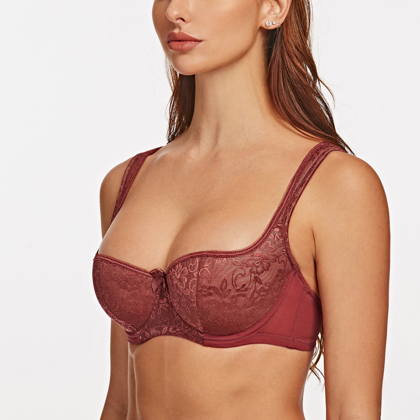 MELENECA Underwire Sexy Lace Balconette Bra with Padded Strap