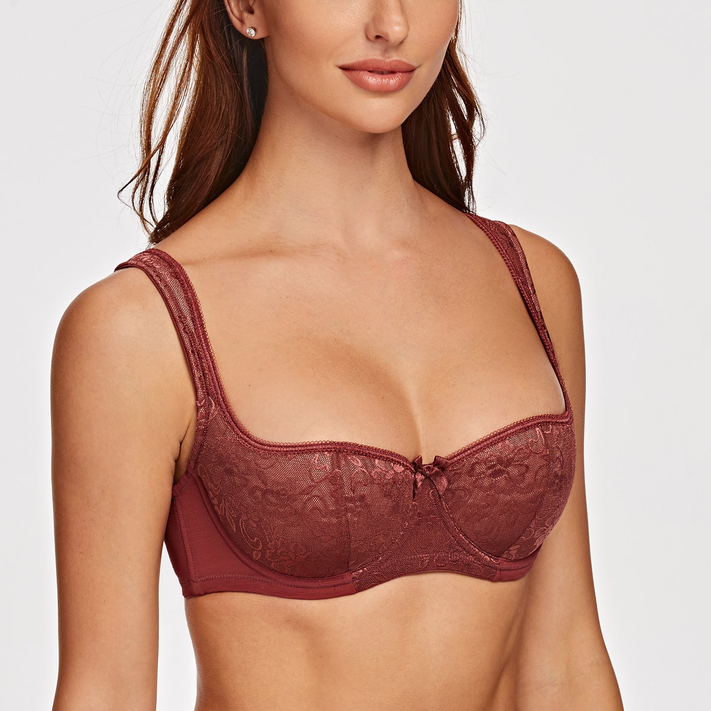 MELENECA Underwire Sexy Lace Balconette Bra with Padded Strap