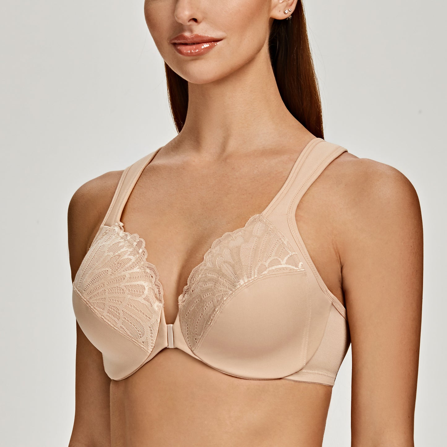 MELENECA Front Closure Underwire Unlined Lace Cup Bras