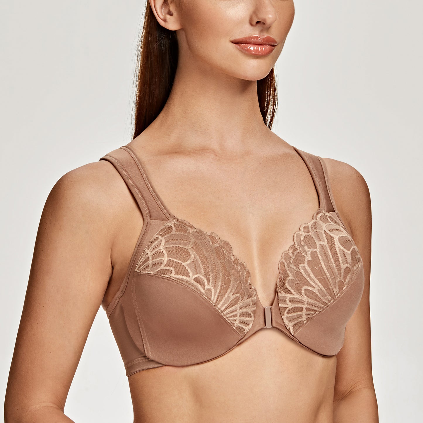 MELENECA Front Closure Underwire Unlined Lace Cup Bras