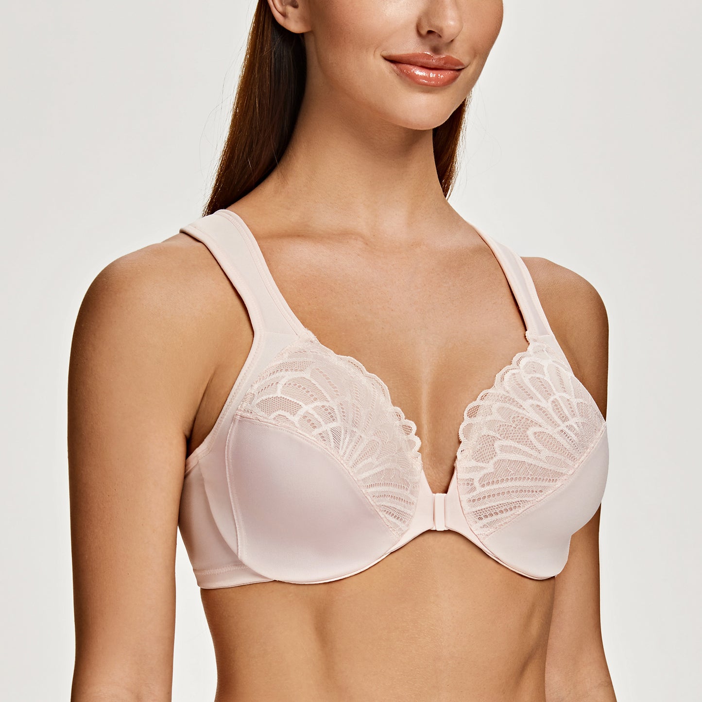 MELENECA Front Closure Underwire Unlined Lace Cup Bras