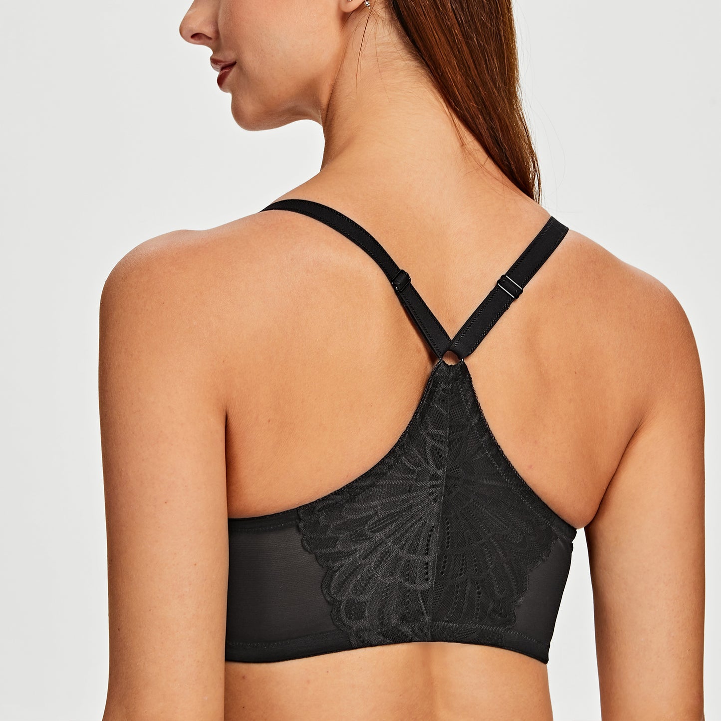 MELENECA Racerback Front Closure Unlined Underwire Bra