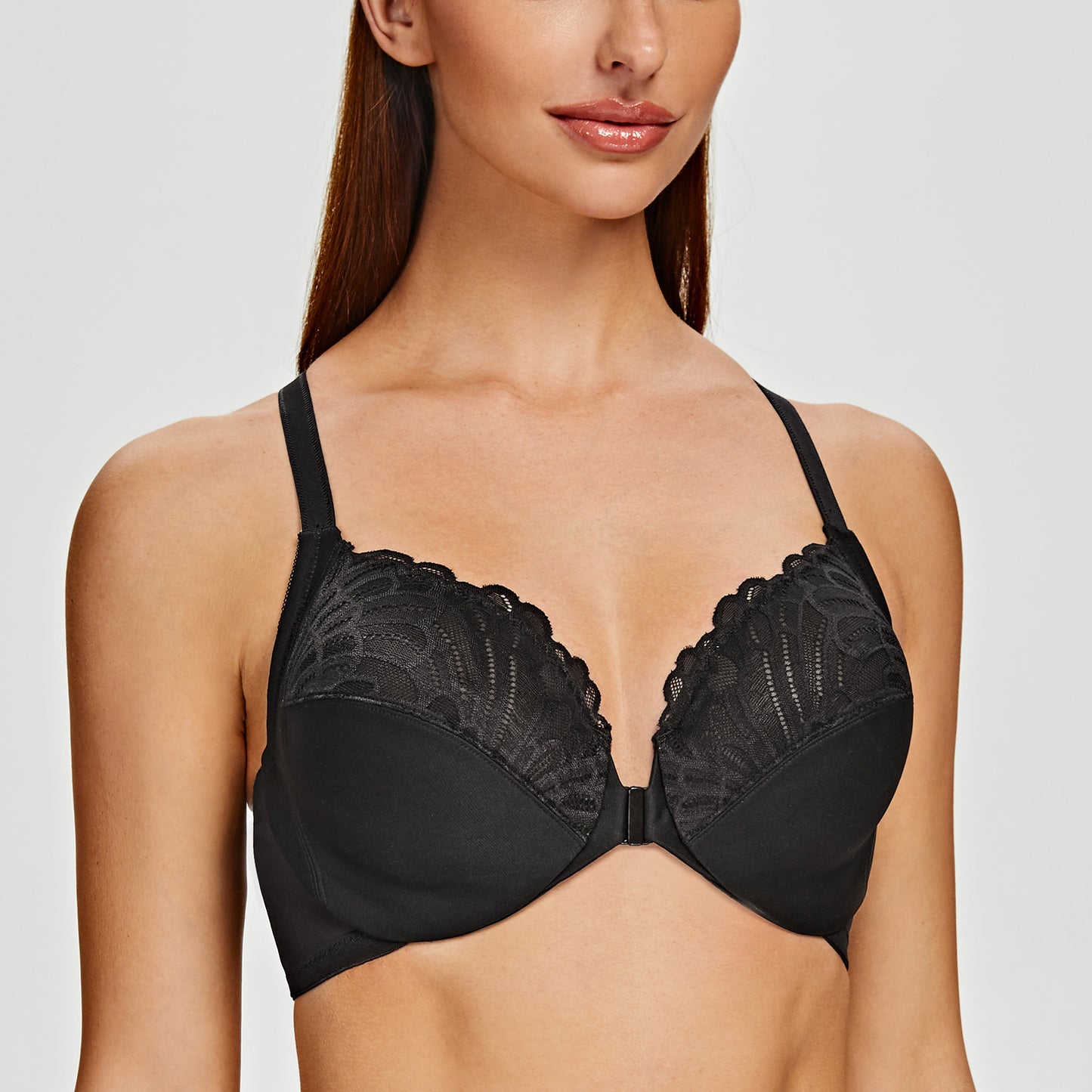 MELENECA Racerback Front Closure Unlined Underwire Bra