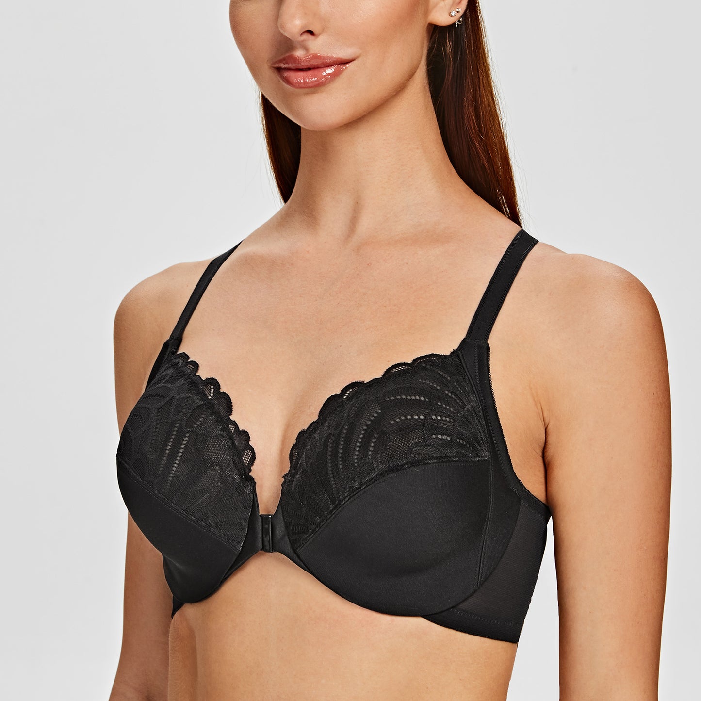 MELENECA Racerback Front Closure Unlined Underwire Bra