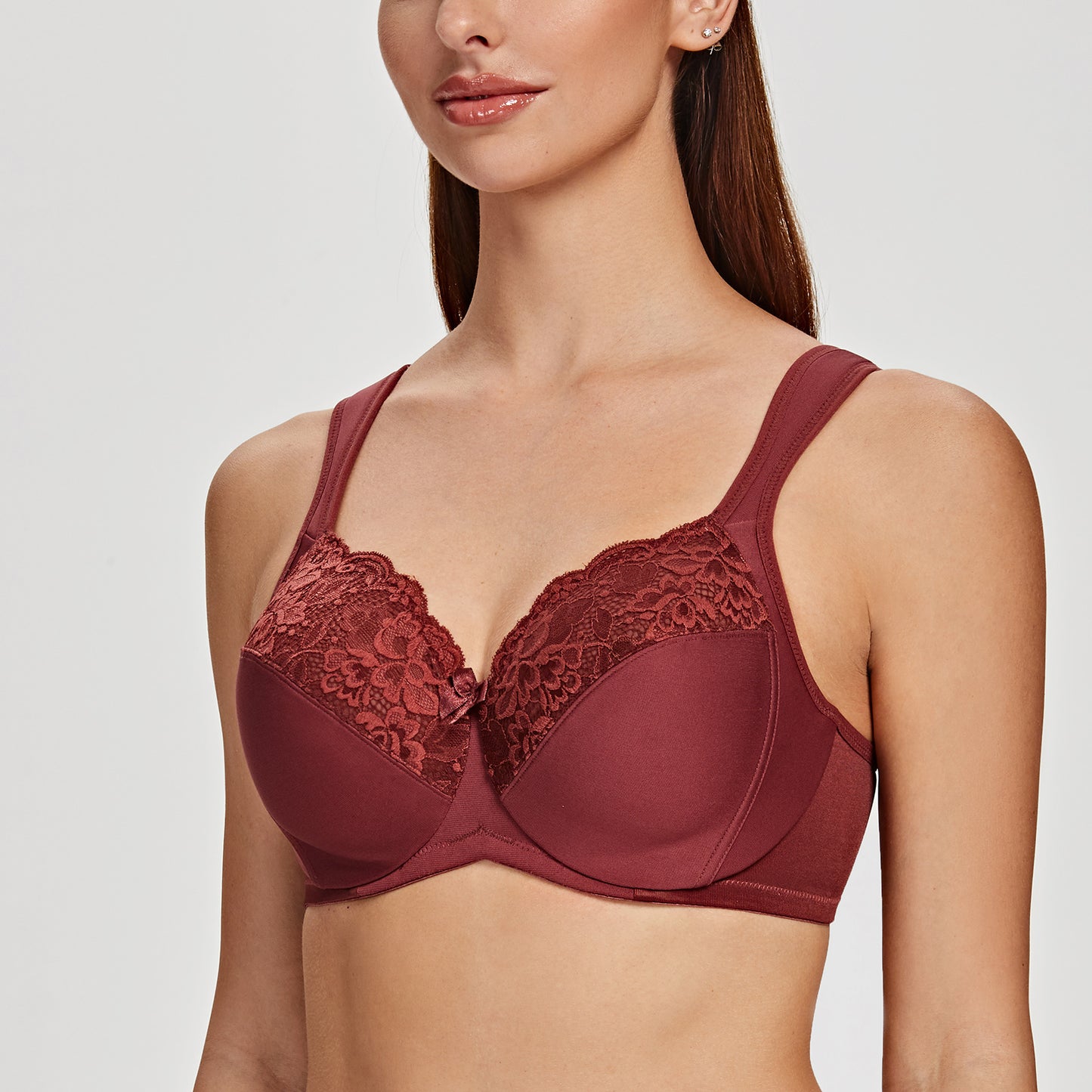 MELENECA Non Padded Underwire Minimizer Lace Bra