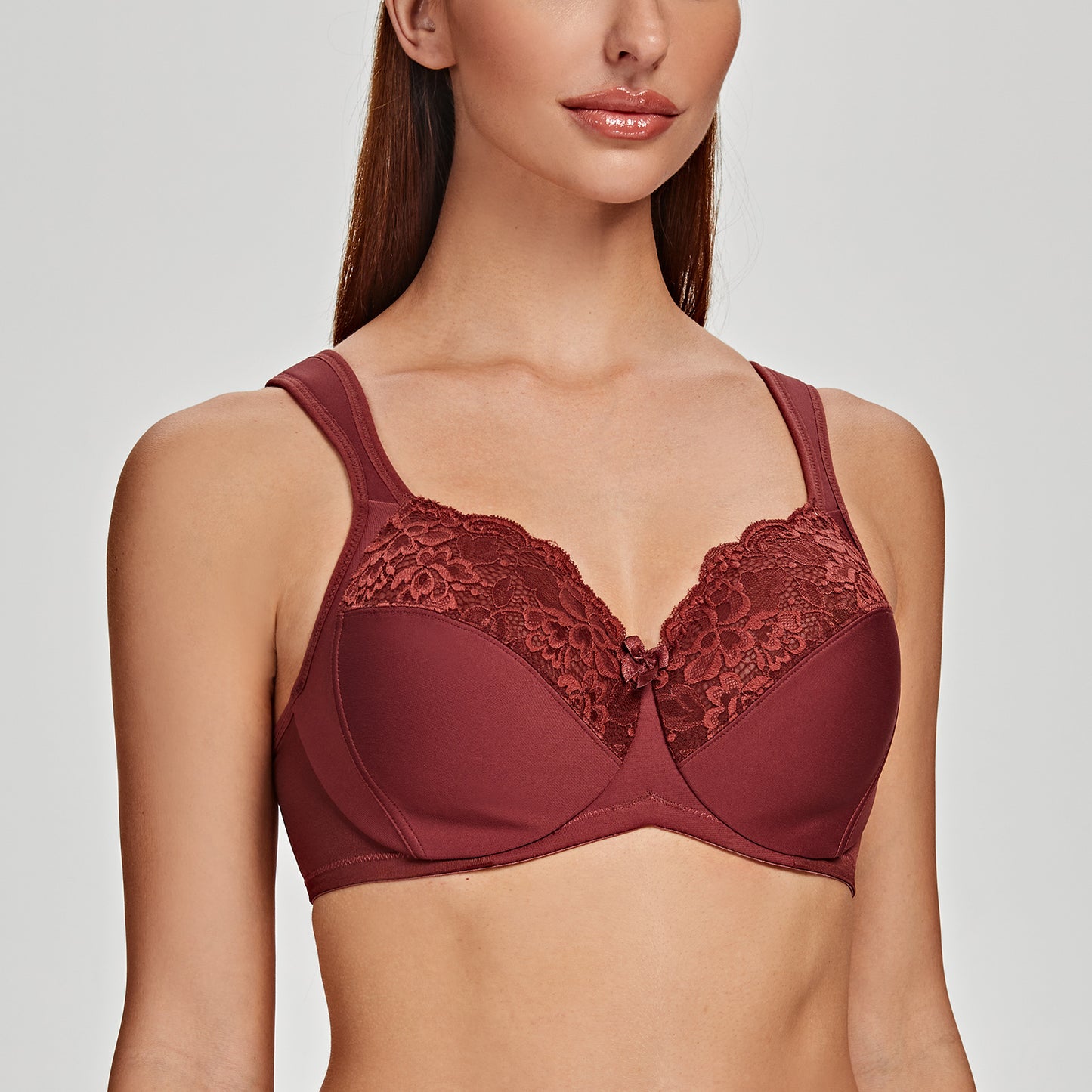 MELENECA Non Padded Underwire Minimizer Lace Bra