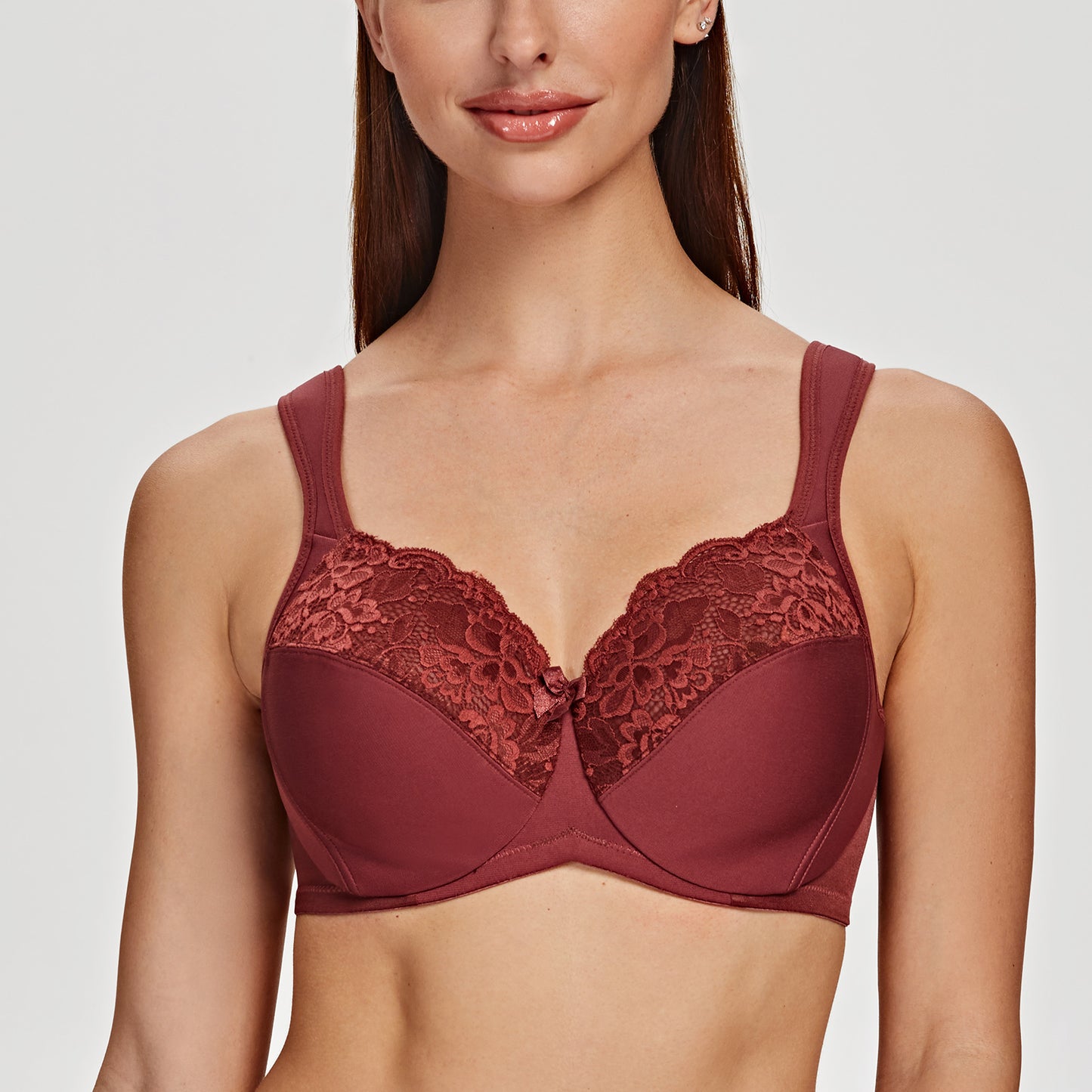 MELENECA Non Padded Underwire Minimizer Lace Bra