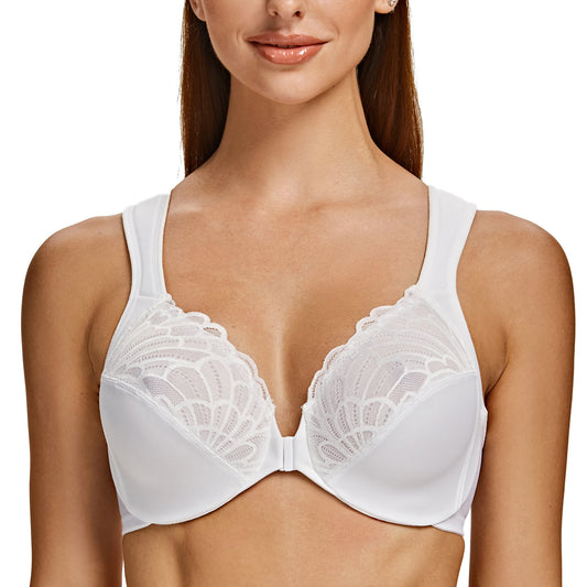 MELENECA Front Closure Underwire Unlined Lace Cup Bras