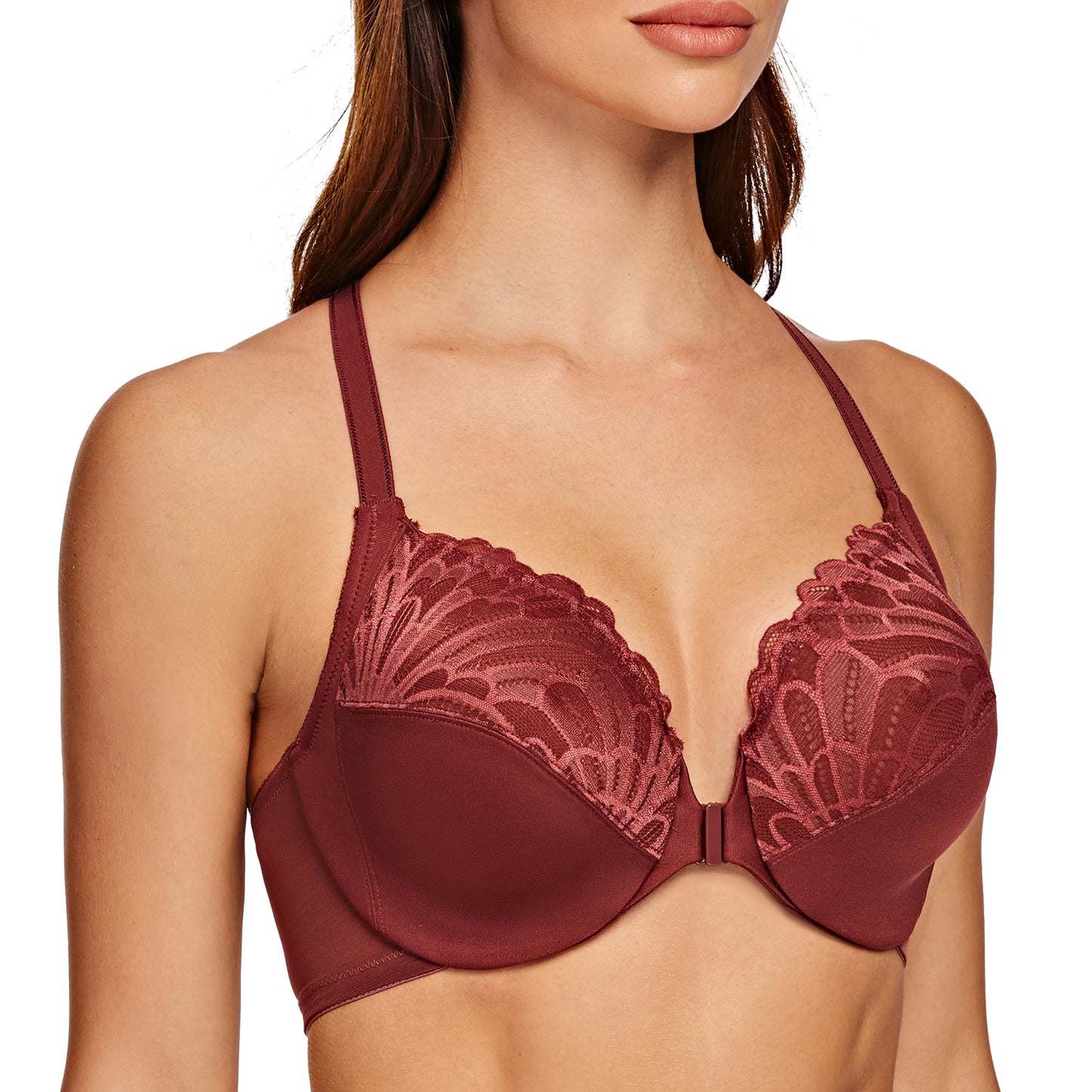 MELENECA Racerback Front Closure Unlined Underwire Bra