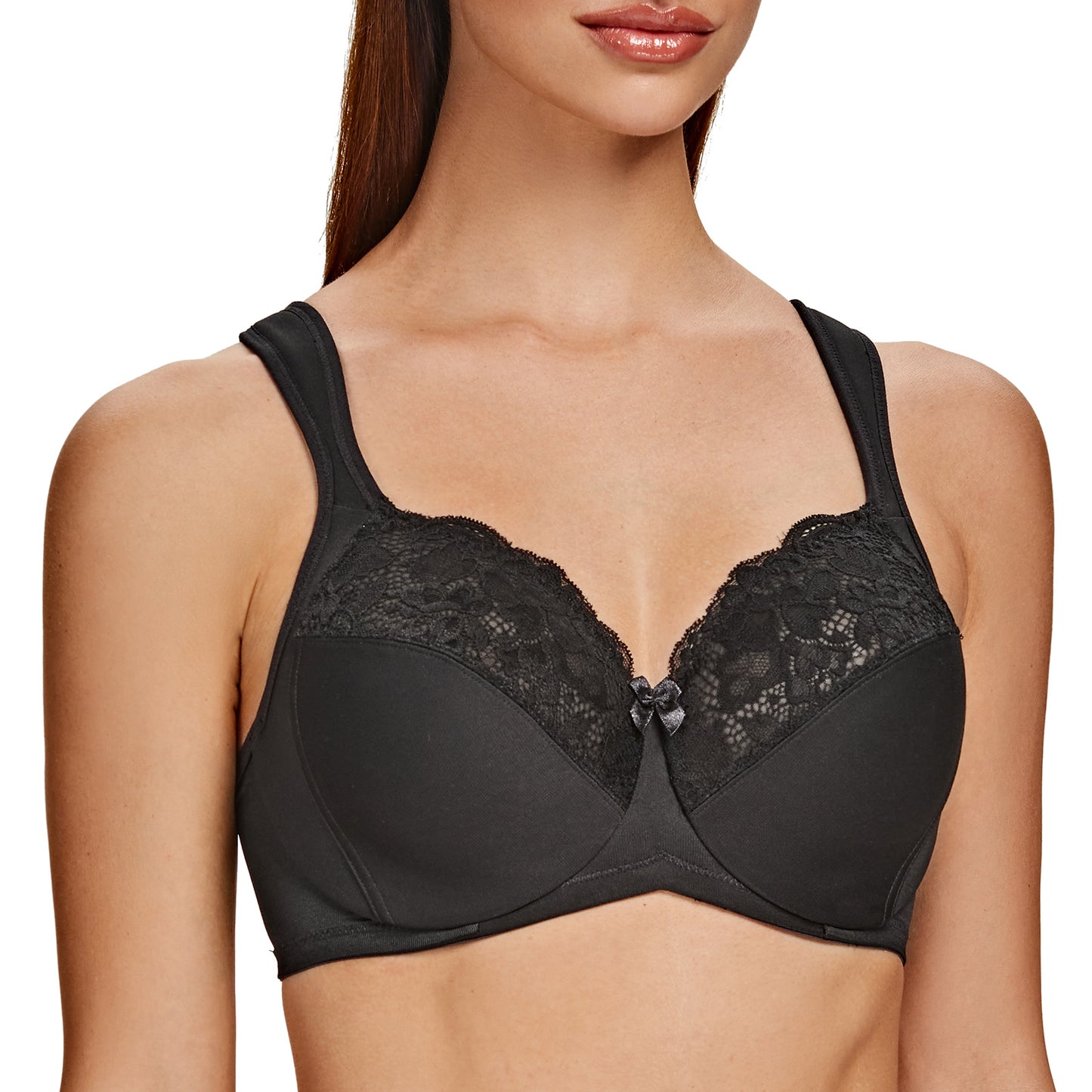 MELENECA Non Padded Underwire Minimizer Lace Bra