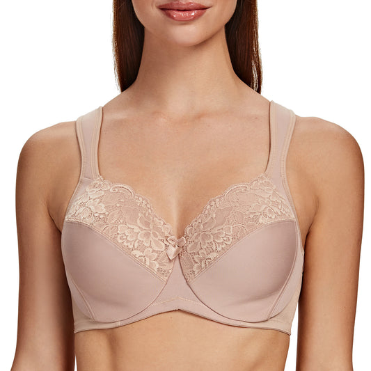 MELENECA Non Padded Underwire Minimizer Lace Bra