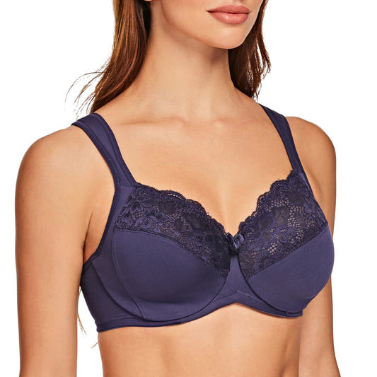MELENECA Non Padded Underwire Minimizer Lace Bra