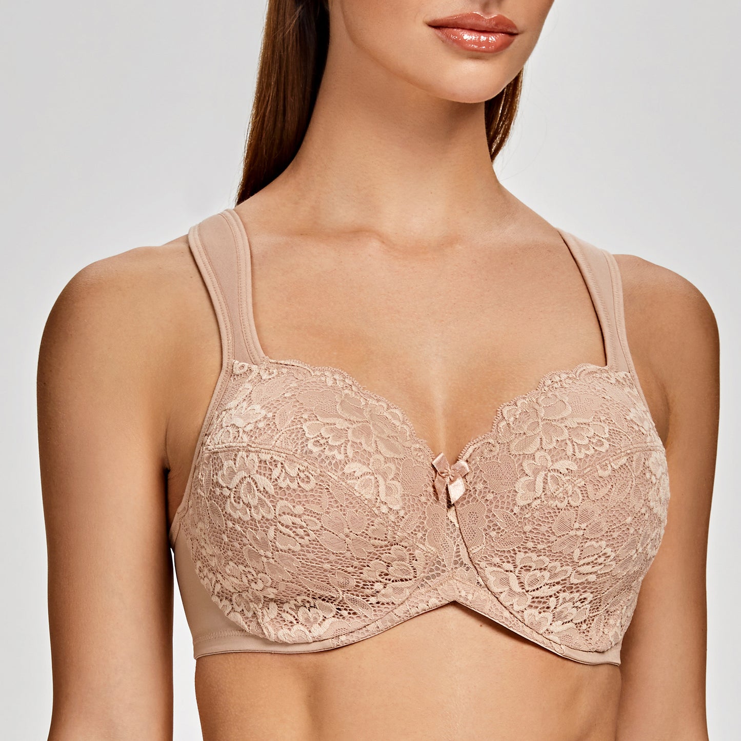 MELENECA Floral Lace Non-Padded Minimizer Underwire Bra