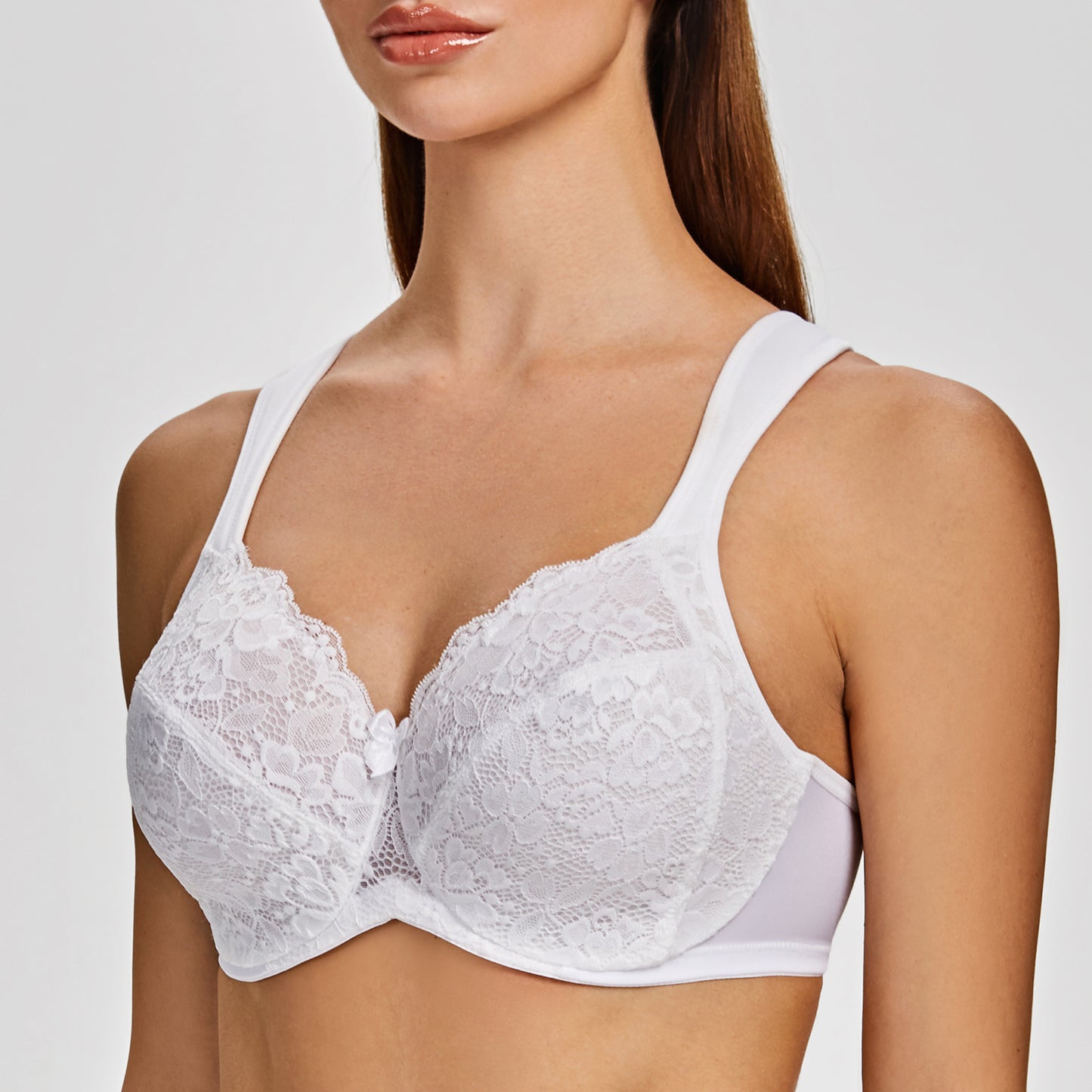 MELENECA Floral Lace Non-Padded Minimizer Underwire Bra