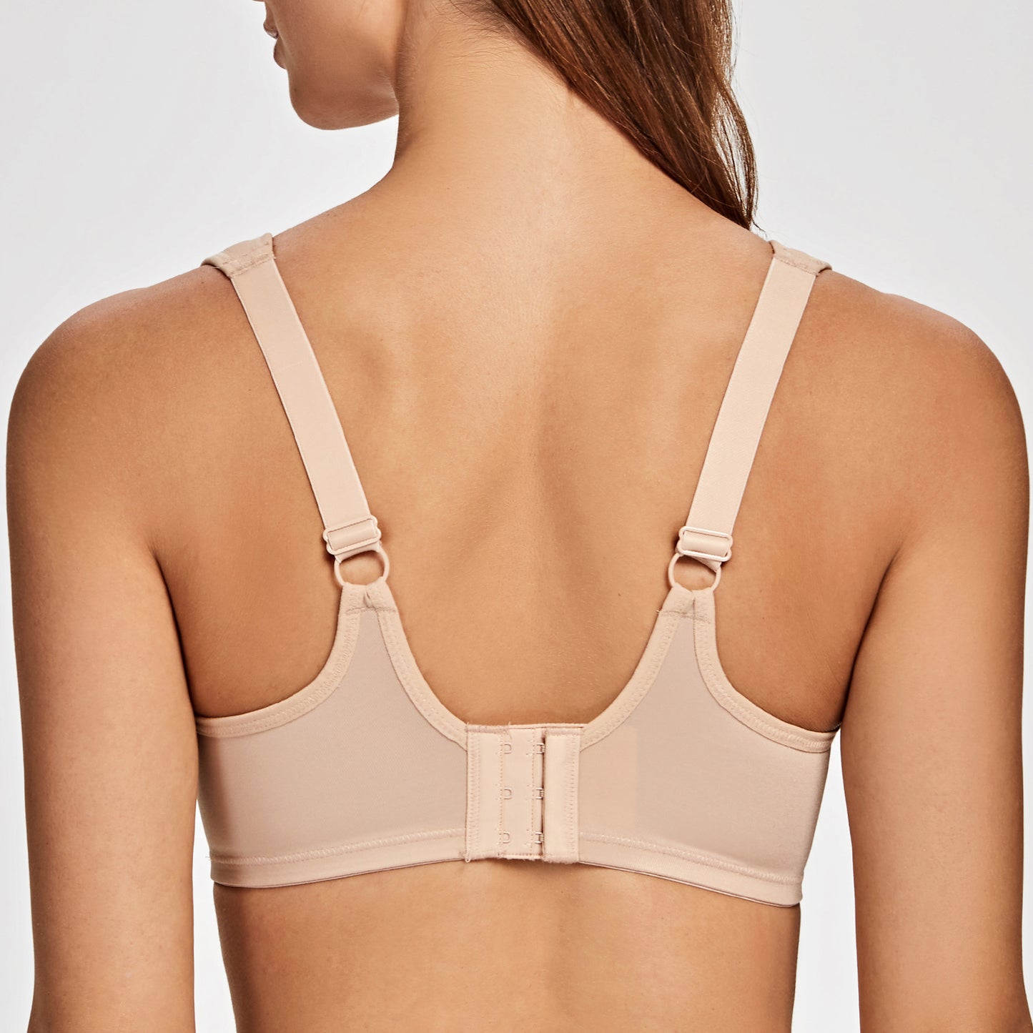 MELENECA Floral Lace Non-Padded Minimizer Underwire Bra in Pale Nude