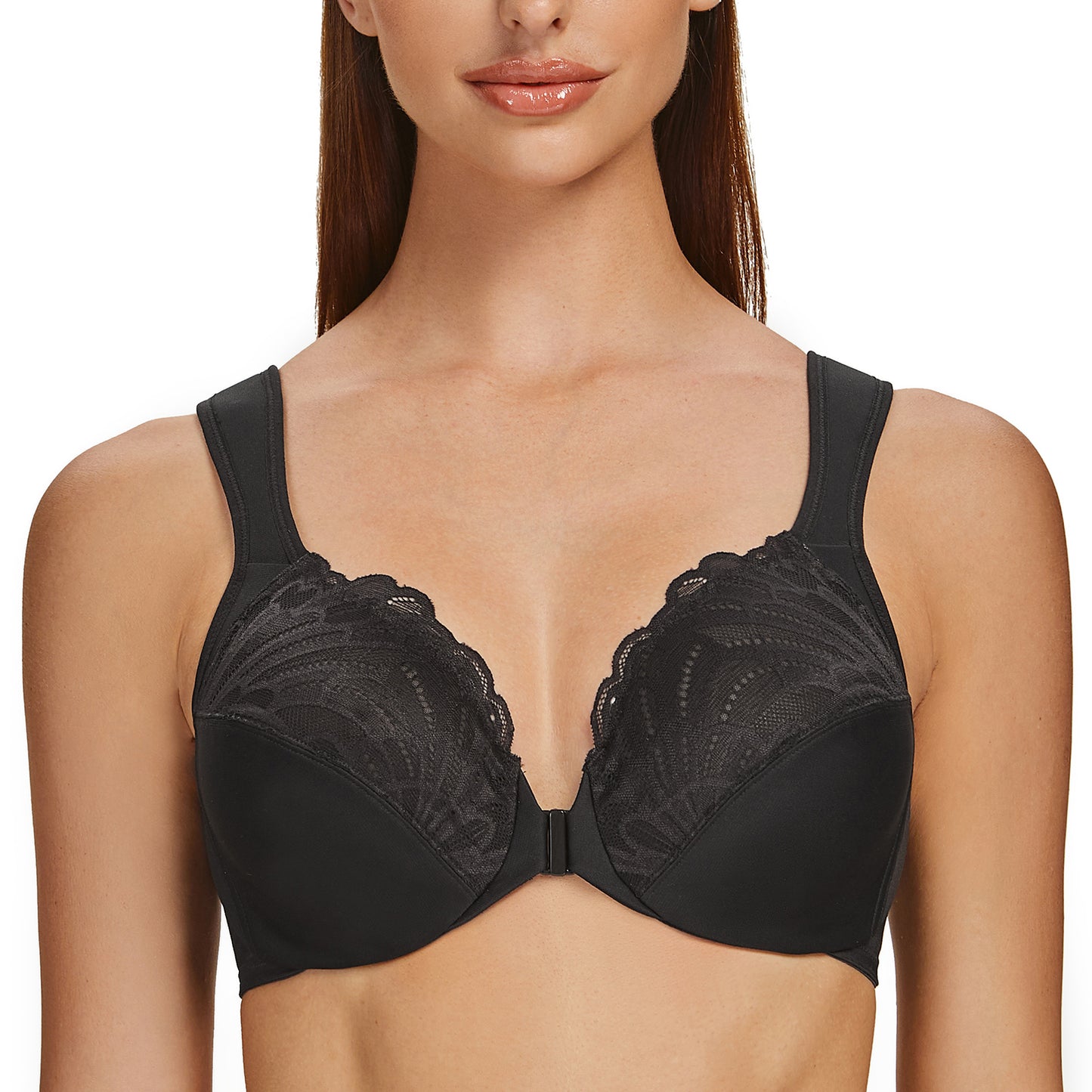 MELENECA Front Closure Underwire Unlined Lace Cup Bras