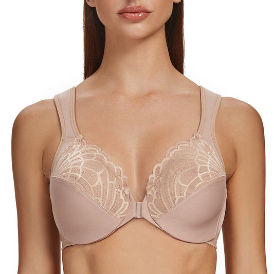 Comfortable Lace Front Closure Bra with Wide Back UK