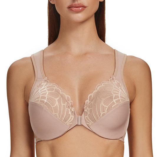 MELENECA Front Closure Underwire Unlined Lace Cup Bras